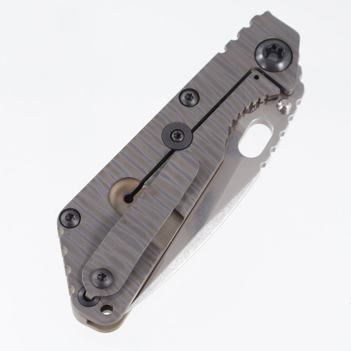 Strider SnG Lego Spear Point - OD Green G10 w/ Flamed Stripe Titanium Lockside & Black Hardware - Stonewash Magnacut