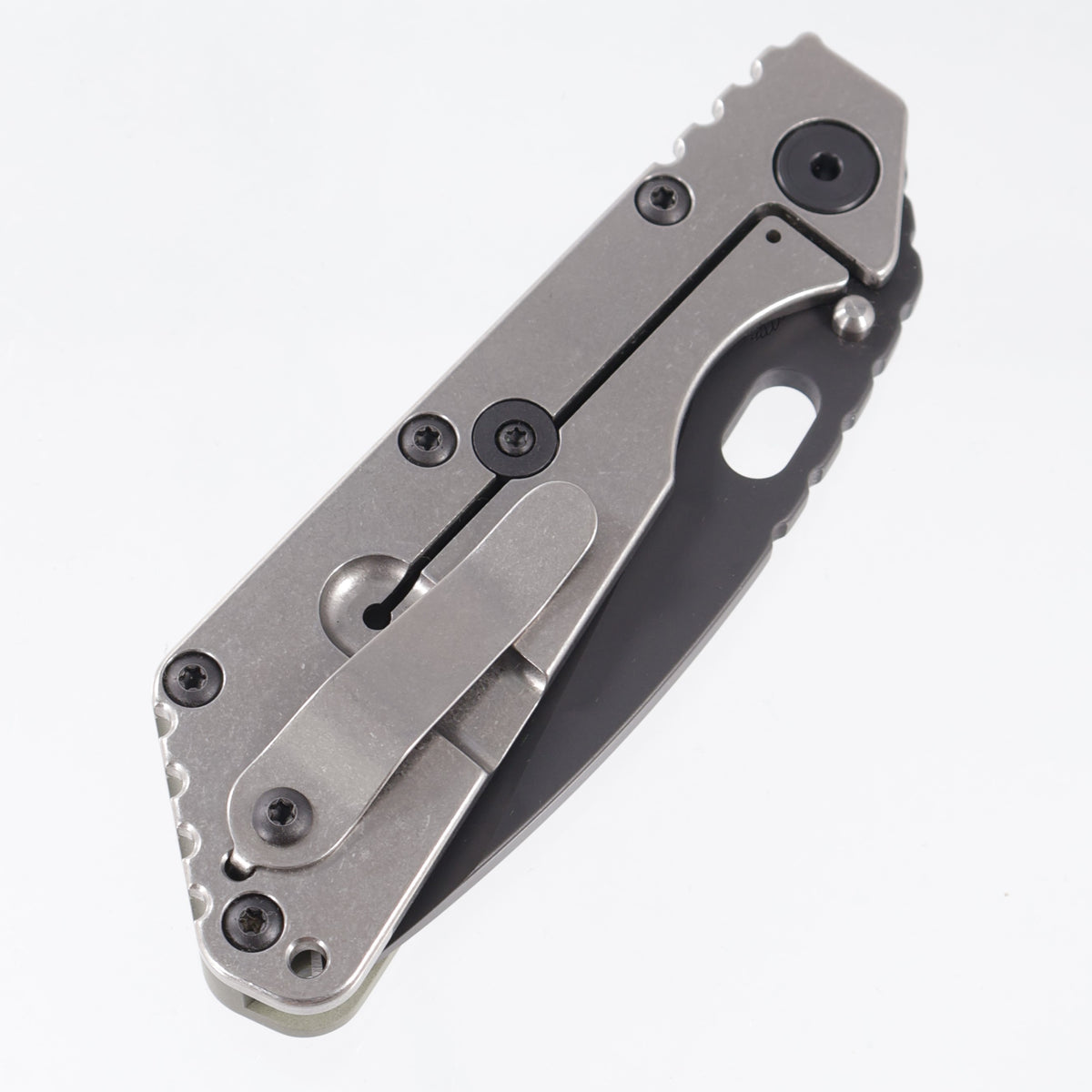 Strider SMF Hybrid GG Spear Point - Olive Drab Aluminum w/ Stonewash Titanium Lockside & Black Hardware - Black PVD Magnacut