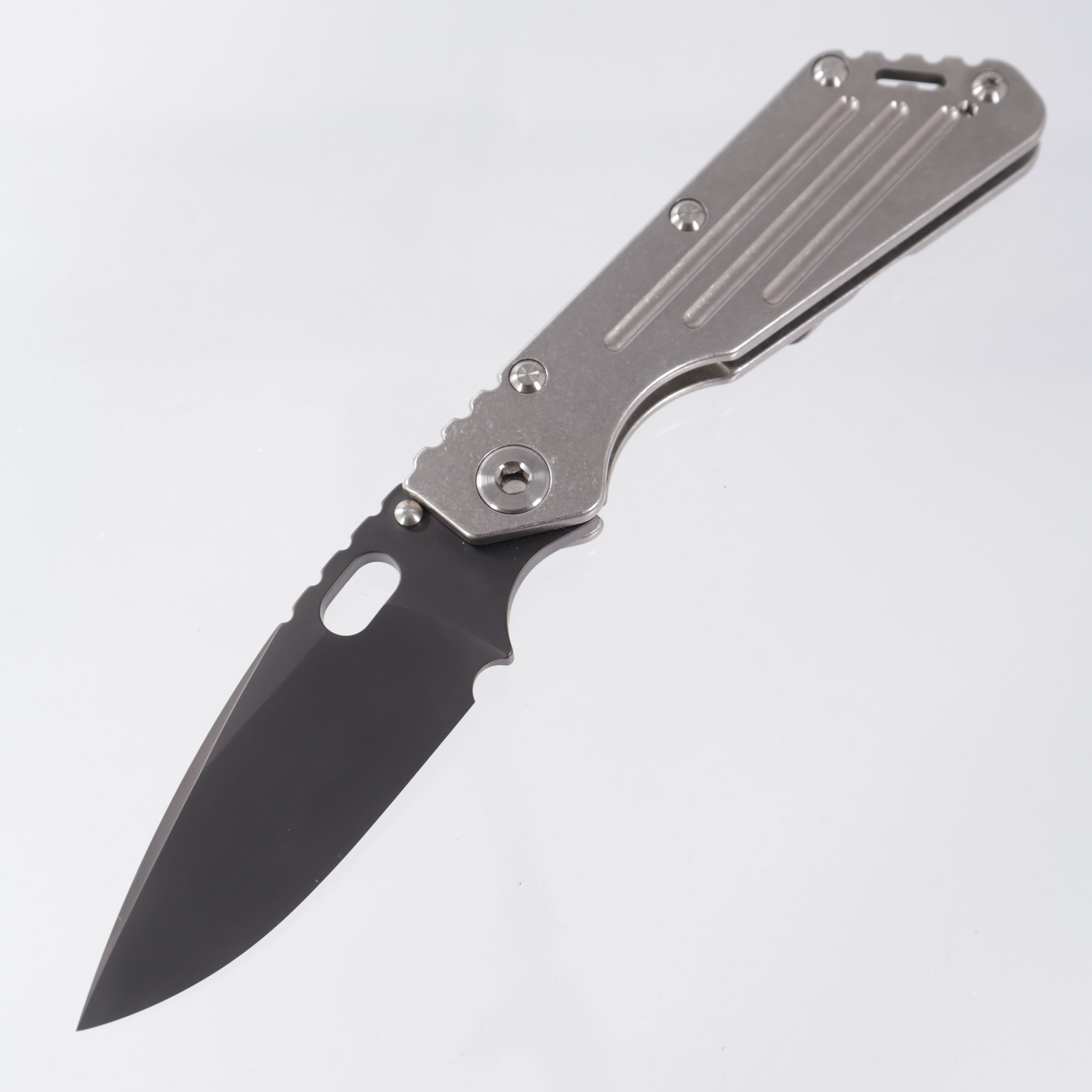 Strider MSC Performance SMF - Stonewash Stress Relief Titanium - Asymetrically Sharpened Black Oxide S30V *PRE-OWNED*