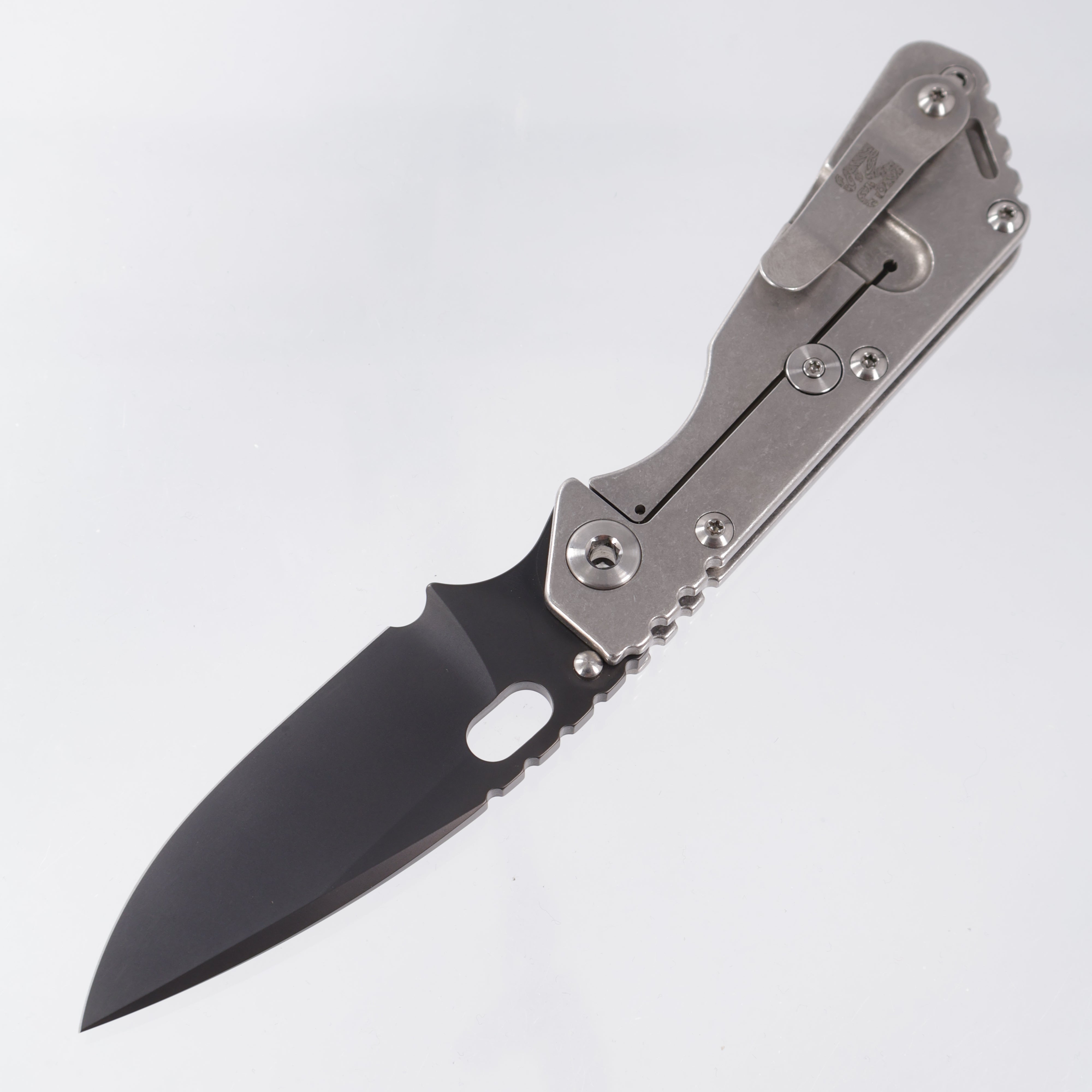 Strider MSC Performance SMF - Stonewash Stress Relief Titanium - Asymetrically Sharpened Black Oxide S30V *PRE-OWNED*
