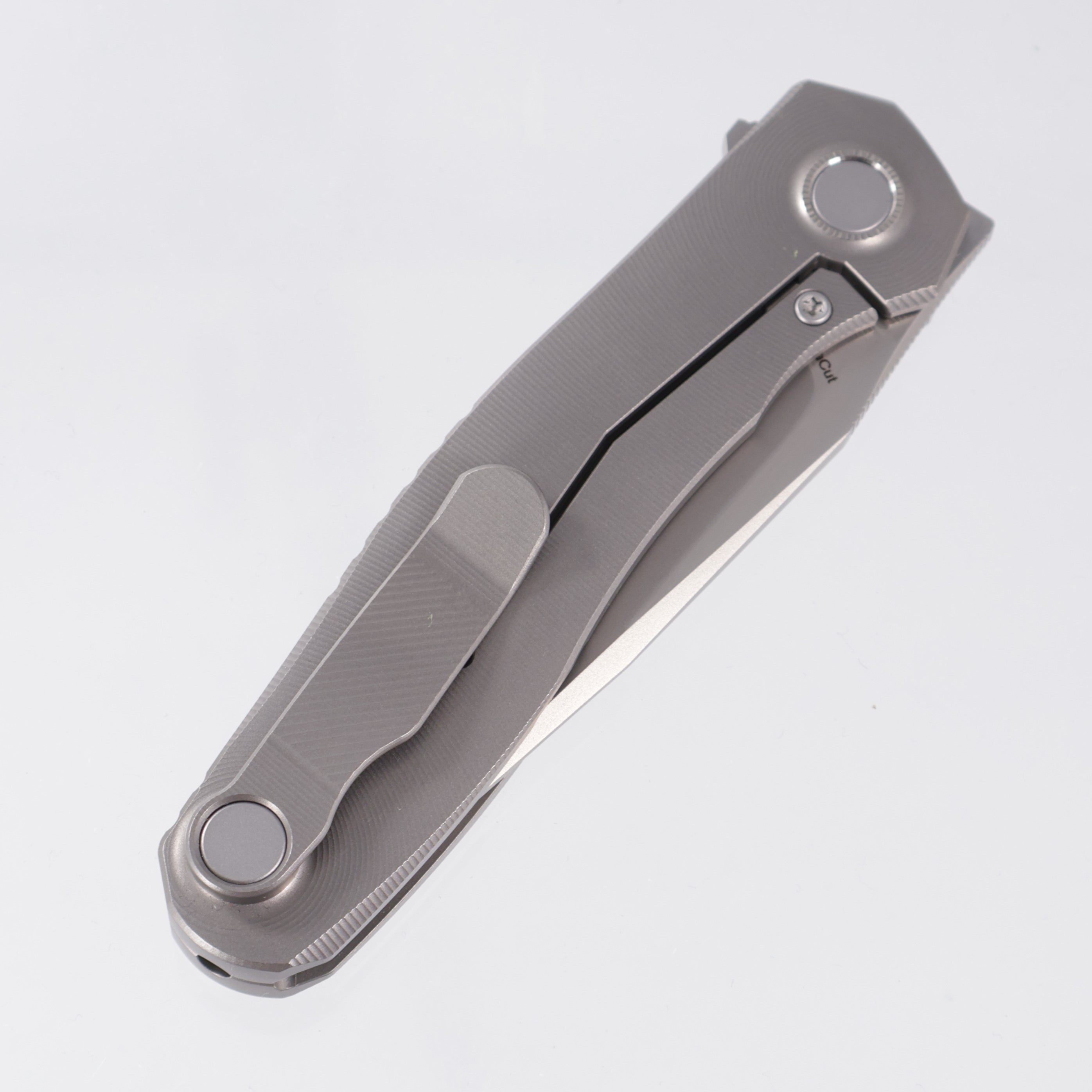 Uldanov Knives R2 Semi-Integral - Radial Milled Titanium w/ Integrated Backstrap - Stonewash/Satin Magnacut
