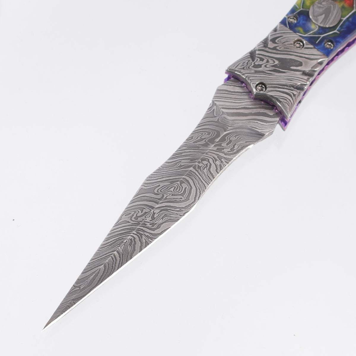 Brandon Vallotton Wicked Blossom D/A - Voodoo Resin Reverse Sunflower w/ Baker Forge Kryptonite Bolsters & Timascus Backspacer - Baker Forge Kryptonite Damascus