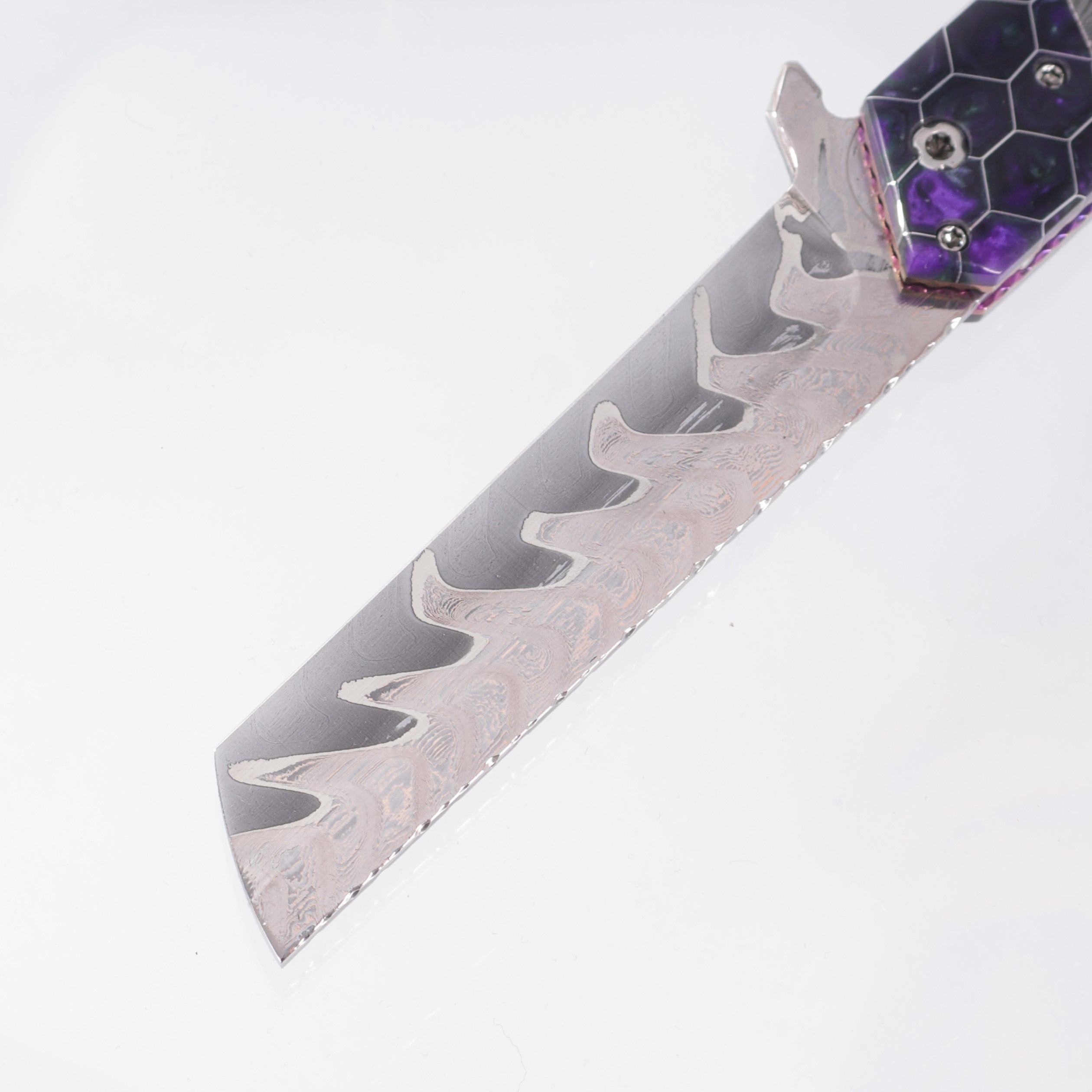 Brandon Vallotton Kaiken Flipper - Voodoo Resin Decepticon w/ Baker Forge Dam-Core Chevron Bolsters  - Baker Forge Tsunami Damascus