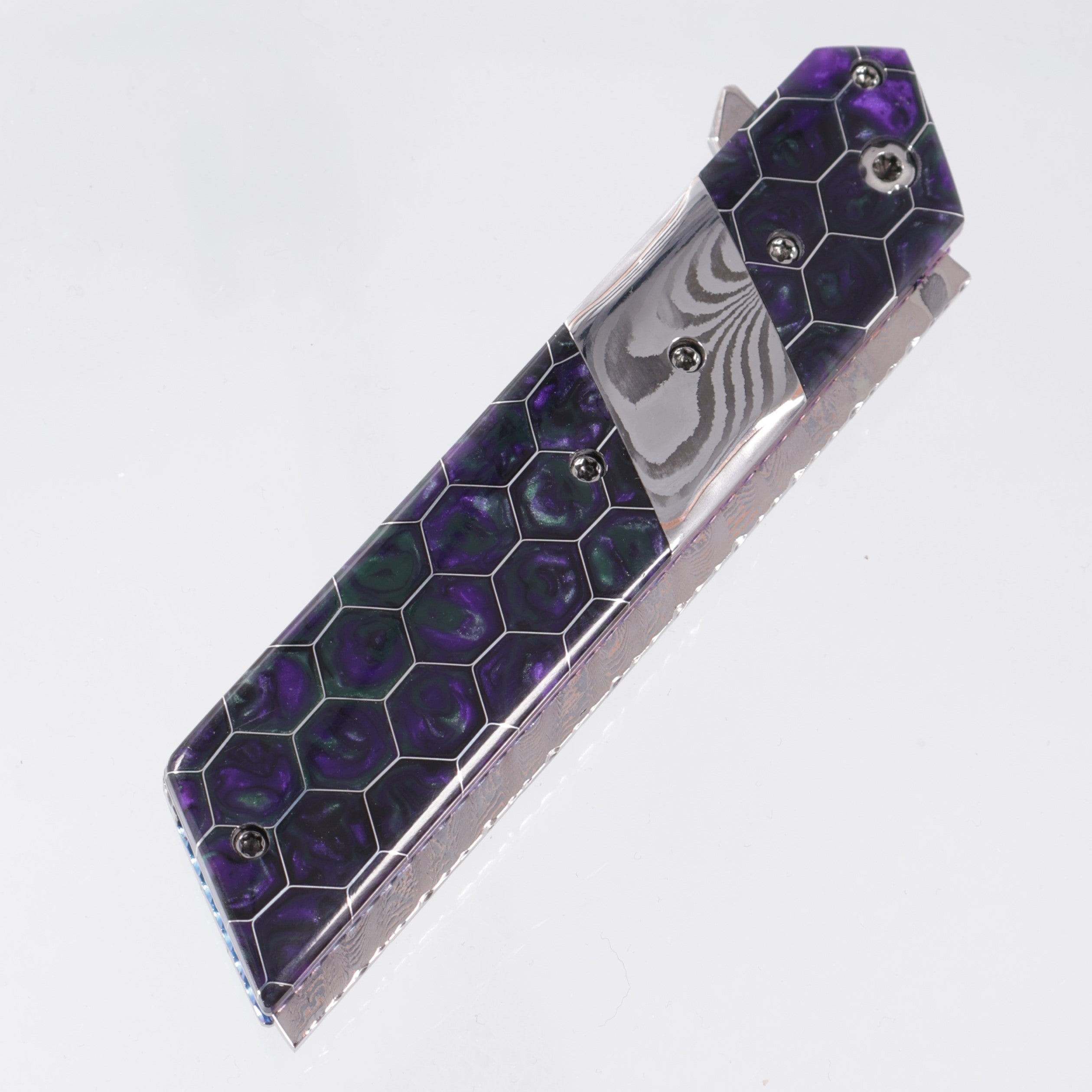 Brandon Vallotton Kaiken Flipper - Voodoo Resin Decepticon w/ Baker Forge Dam-Core Chevron Bolsters  - Baker Forge Tsunami Damascus