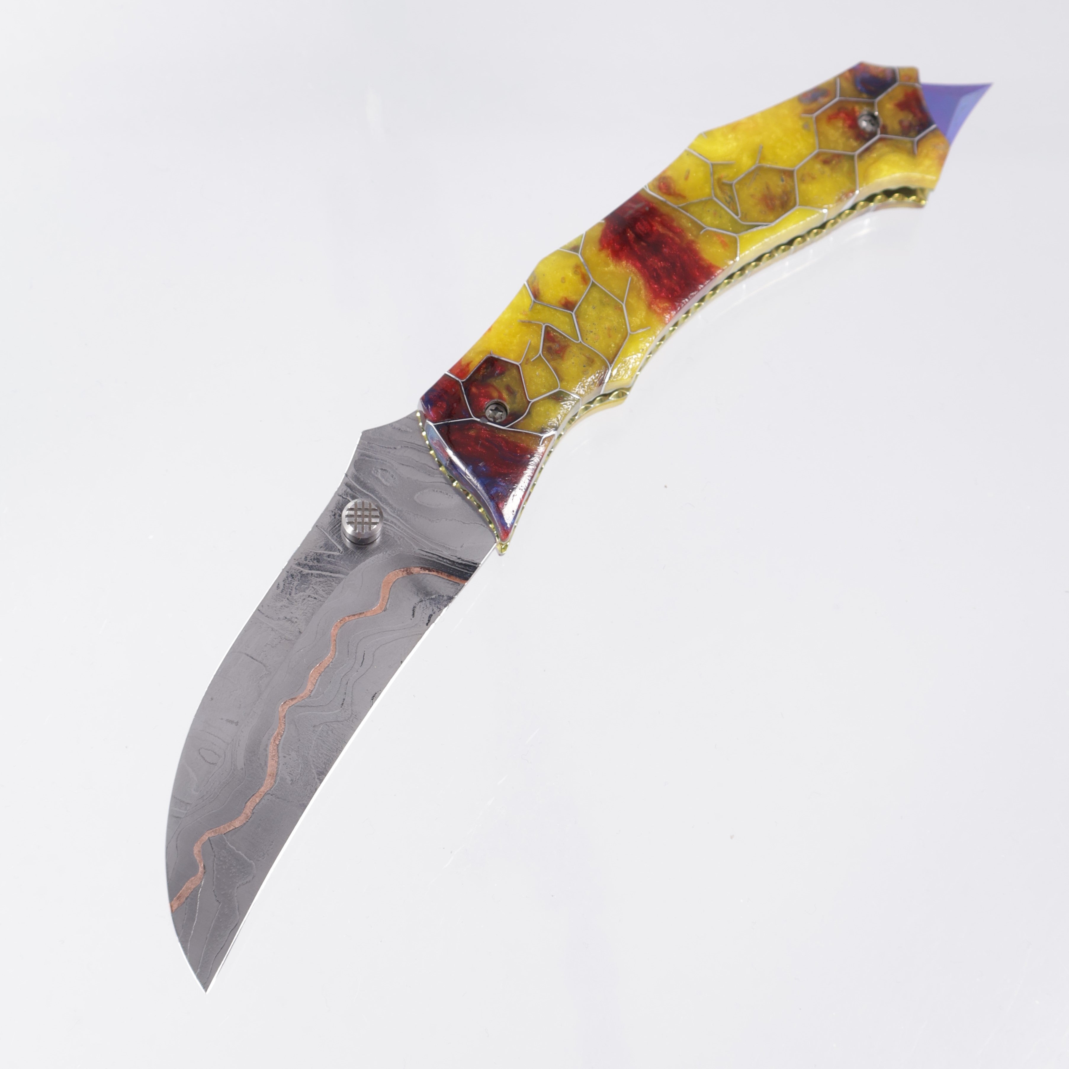 Kyle Vallotton Mongo - Voodoo Resin Sunflower - Timber Tiger Forge Copper Damascus