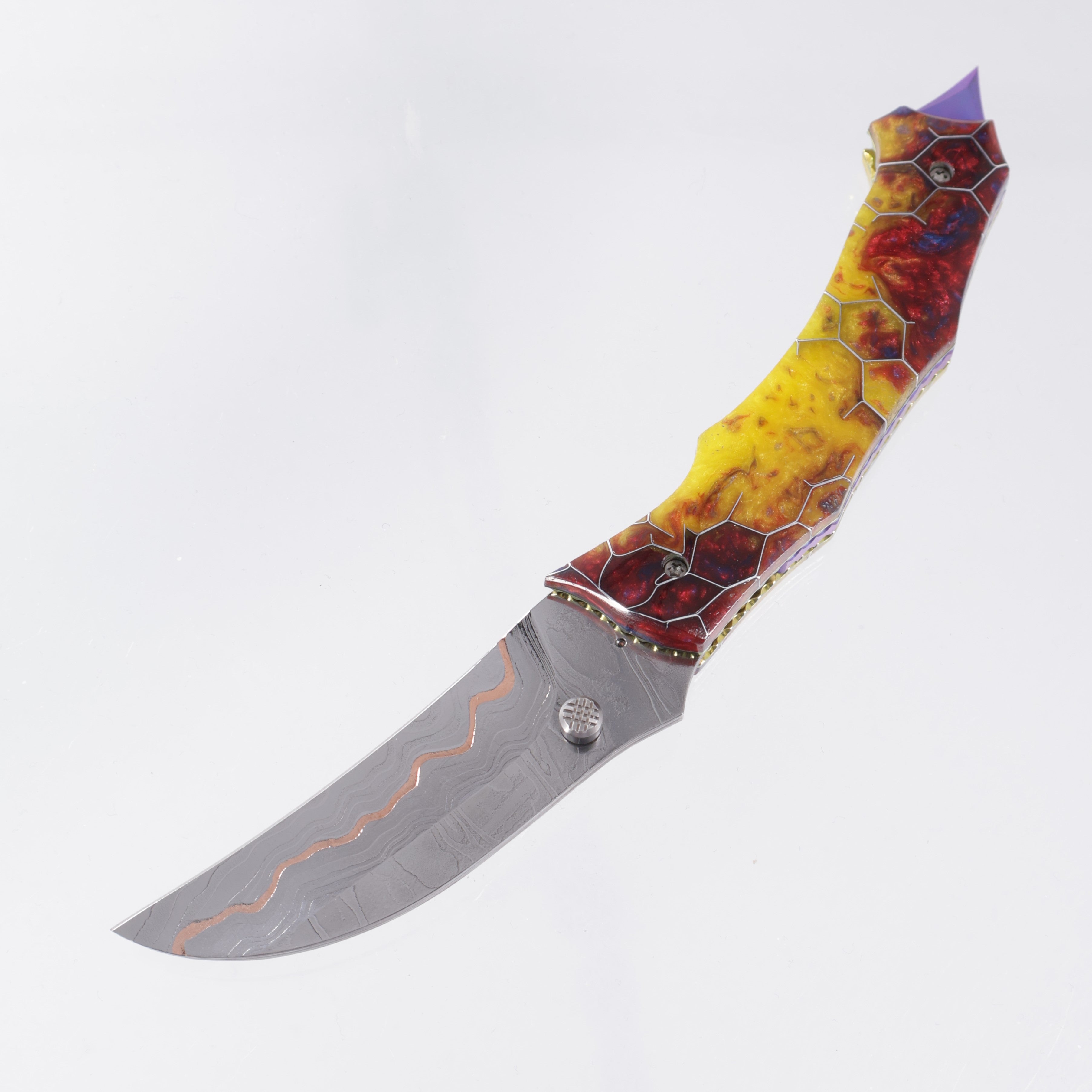 Kyle Vallotton Mongo - Voodoo Resin Sunflower - Timber Tiger Forge Copper Damascus
