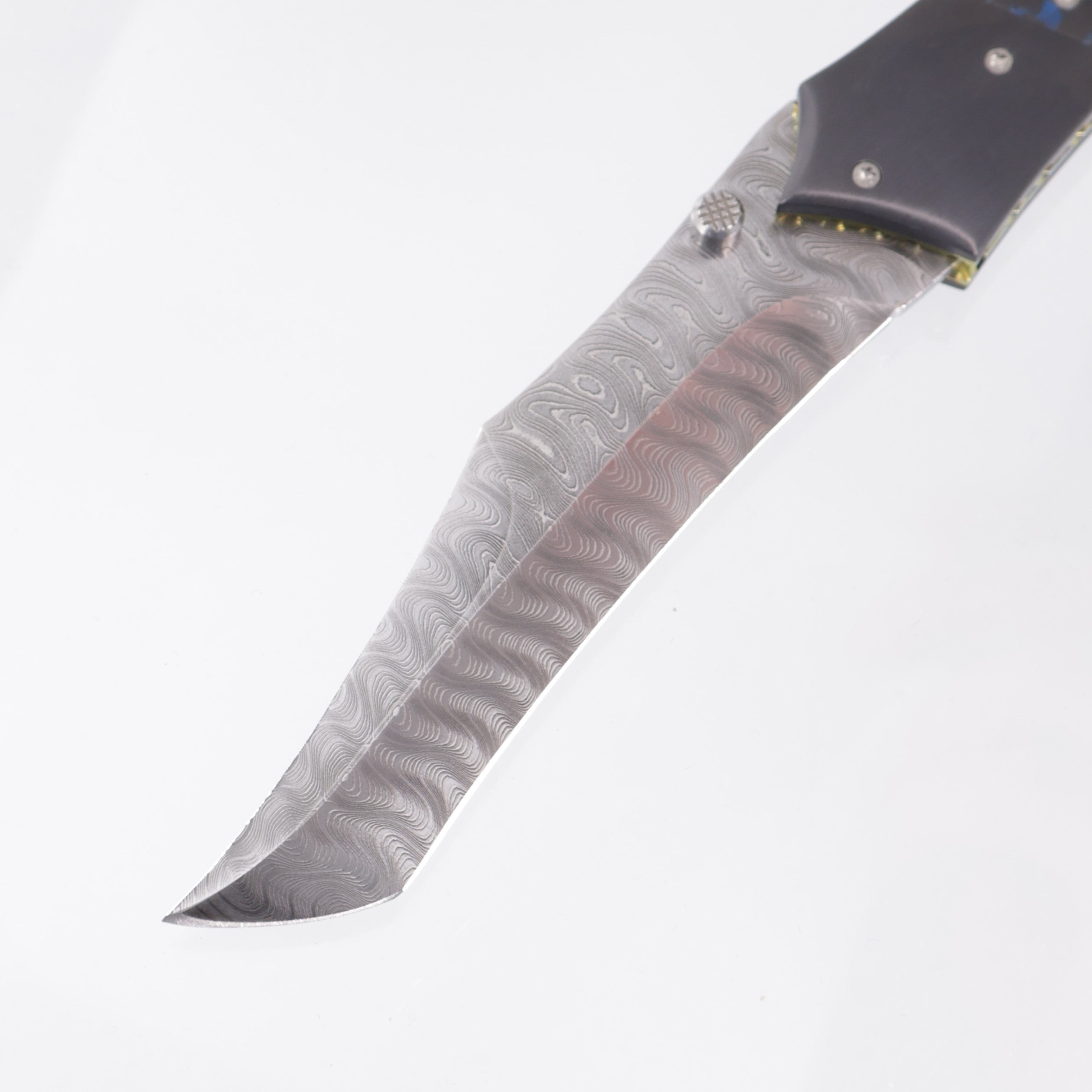 Kyle Vallotton Predator - Damtanium Camo Carbon w/ Zirconium Bolsters - Chad Nichols Stainless Steel Ripple Damascus