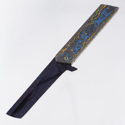 Brandon Vallotton Kaiken Flipper - Rocked 80s Camo Carbon Weave - Bertie Rietveld Fracture Damascus