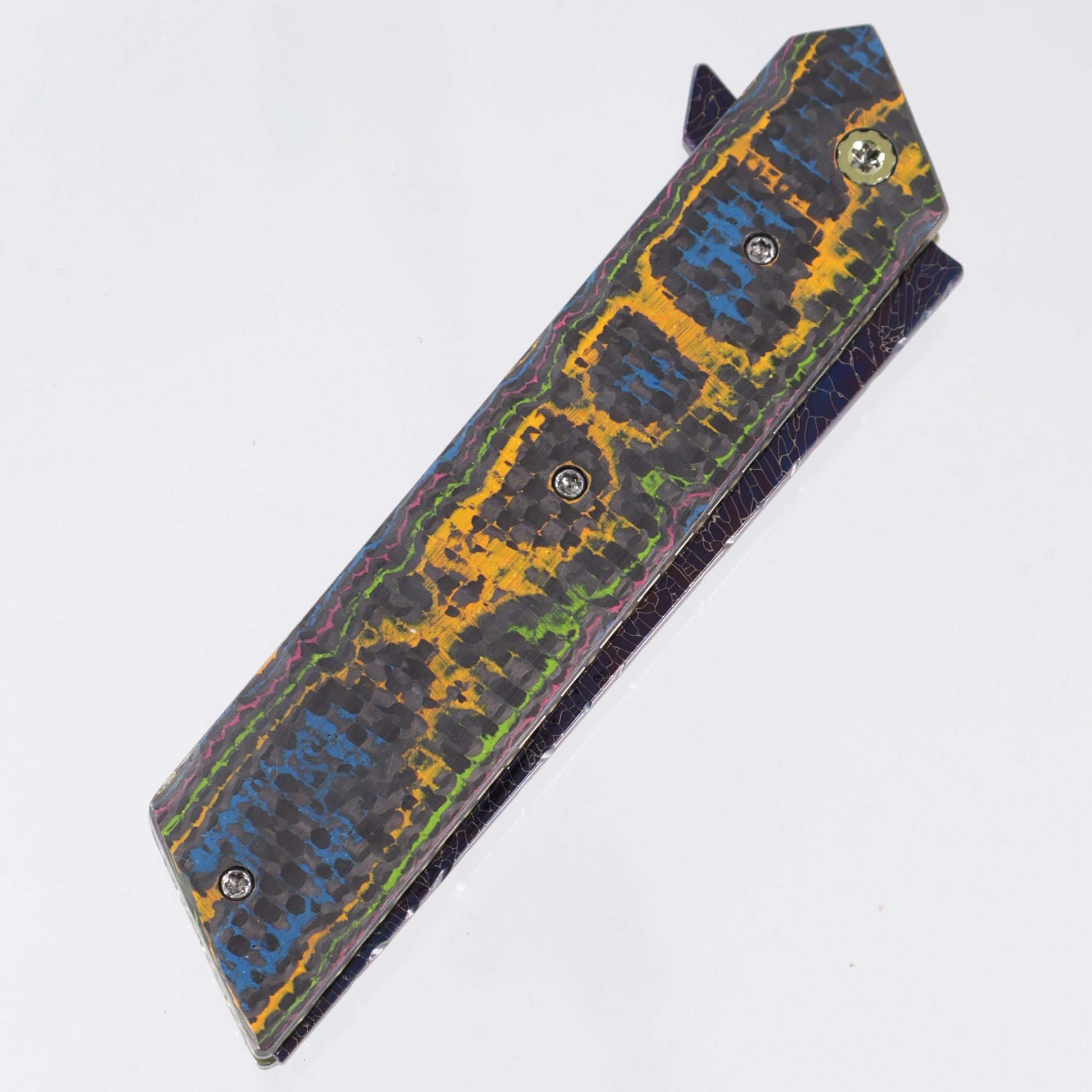 Brandon Vallotton Kaiken Flipper - Rocked 80s Camo Carbon Weave - Bertie Rietveld Fracture Damascus