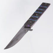 Brandon Vallotton Kaiken Flipper - Black Dunes Fat Carbon w/ Diachrolam Accents - Timber Tiger Forge Damascu