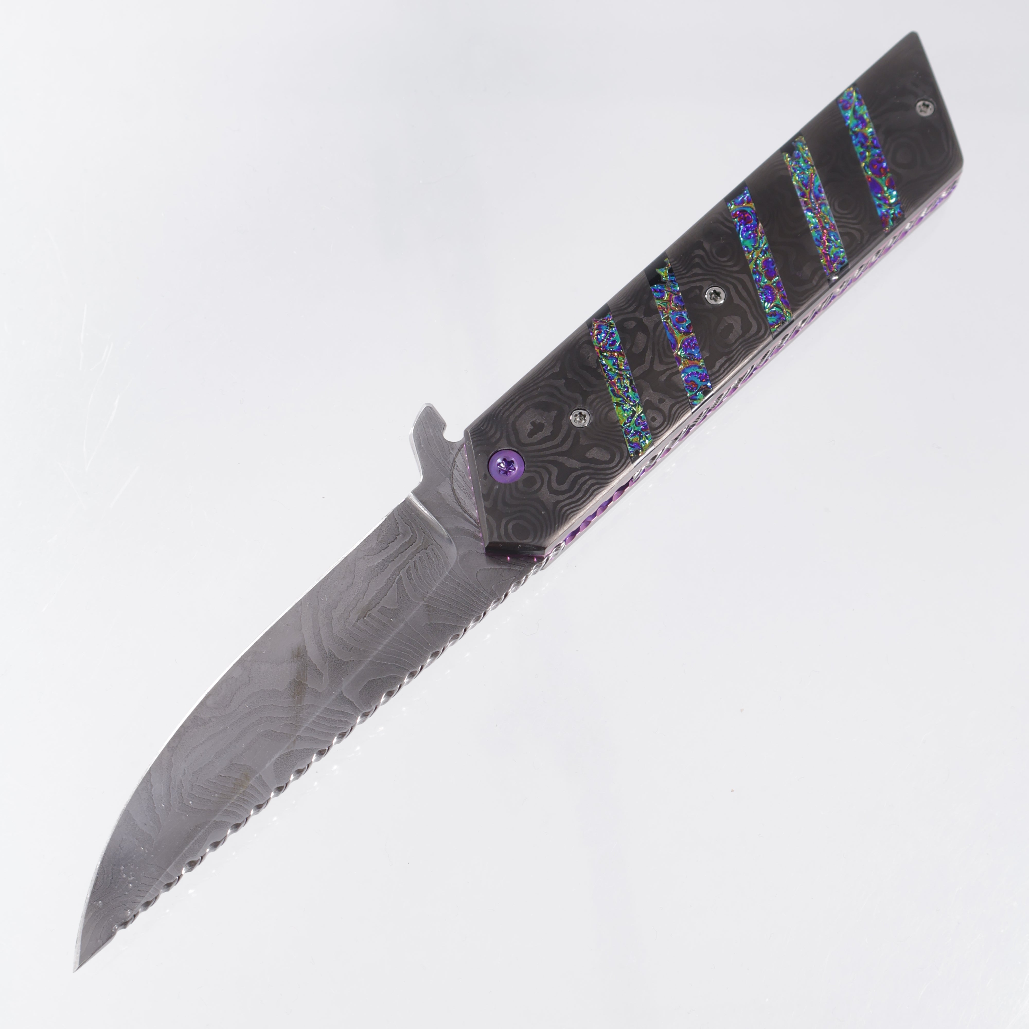 Brandon Vallotton Kaiken Flipper - Black Dunes Fat Carbon w/ Diachrolam Accents - Timber Tiger Forge Damascu