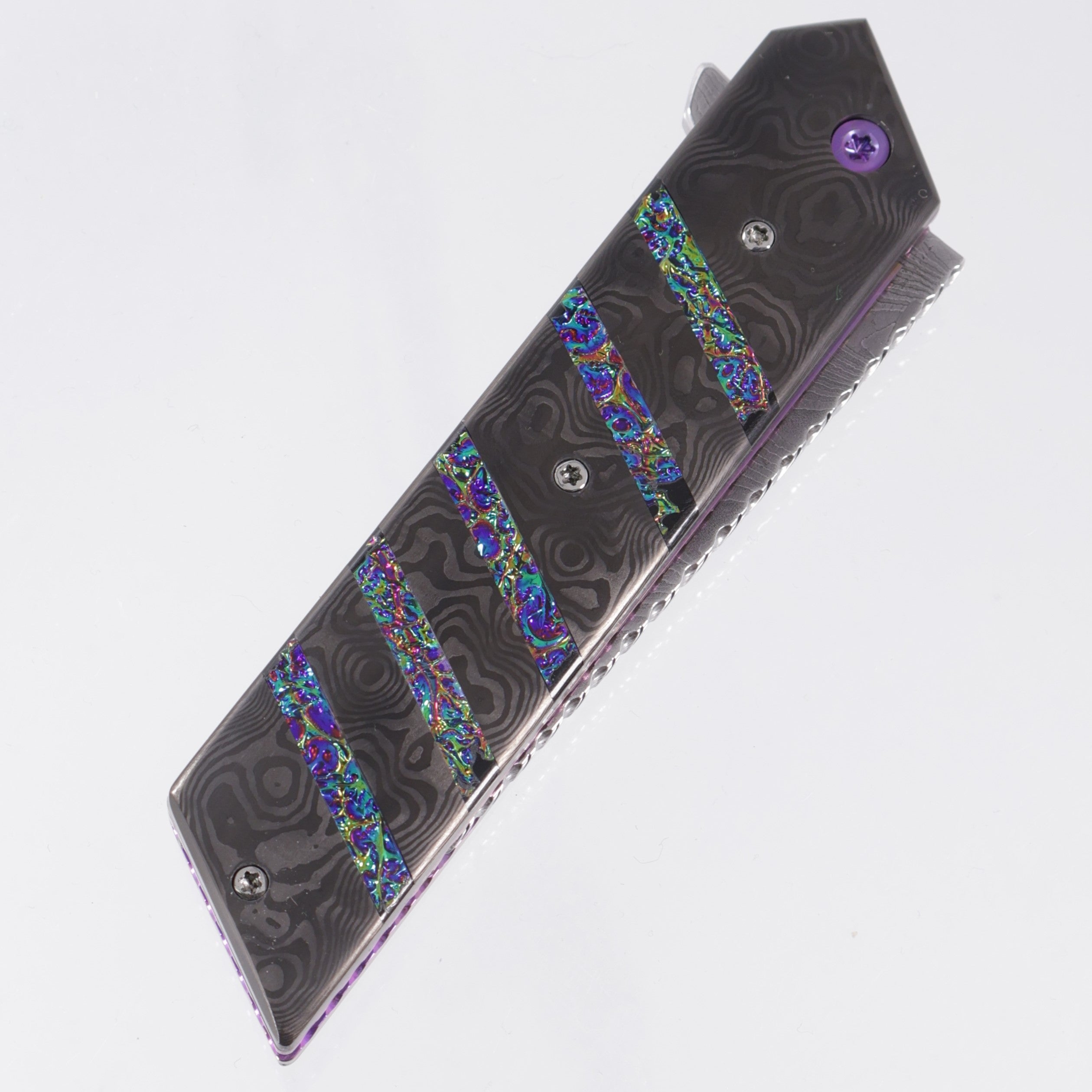 Brandon Vallotton Kaiken Flipper - Black Dunes Fat Carbon w/ Diachrolam Accents - Timber Tiger Forge Damascu
