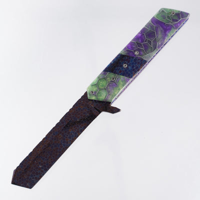 Brandon Vallotton Kaiken Flipper - Voodoo Resin Kraken Flower w/ Bertie Rietveld Dragonskin Bolsters  - Bertie Rietveld Dragonskin Damascus