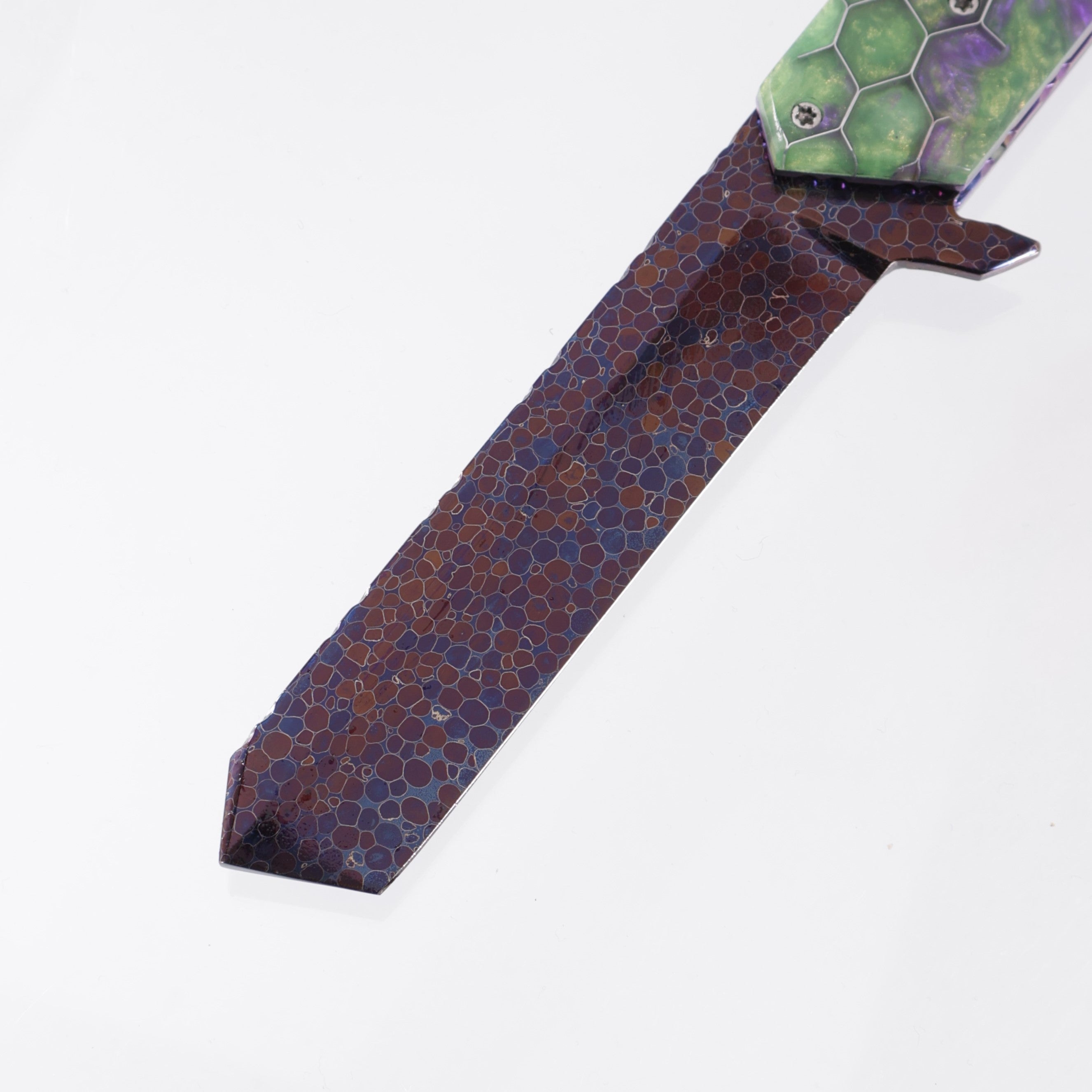Brandon Vallotton Kaiken Flipper - Voodoo Resin Kraken Flower w/ Bertie Rietveld Dragonskin Bolsters  - Bertie Rietveld Dragonskin Damascus