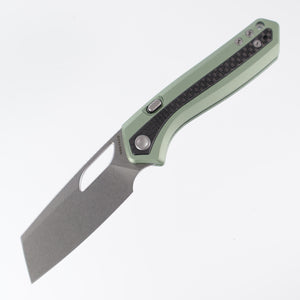 Vosteed Kroc - Green Aluminum w/ Carbon Fiber inlays - Stonewash S35VN - A1803