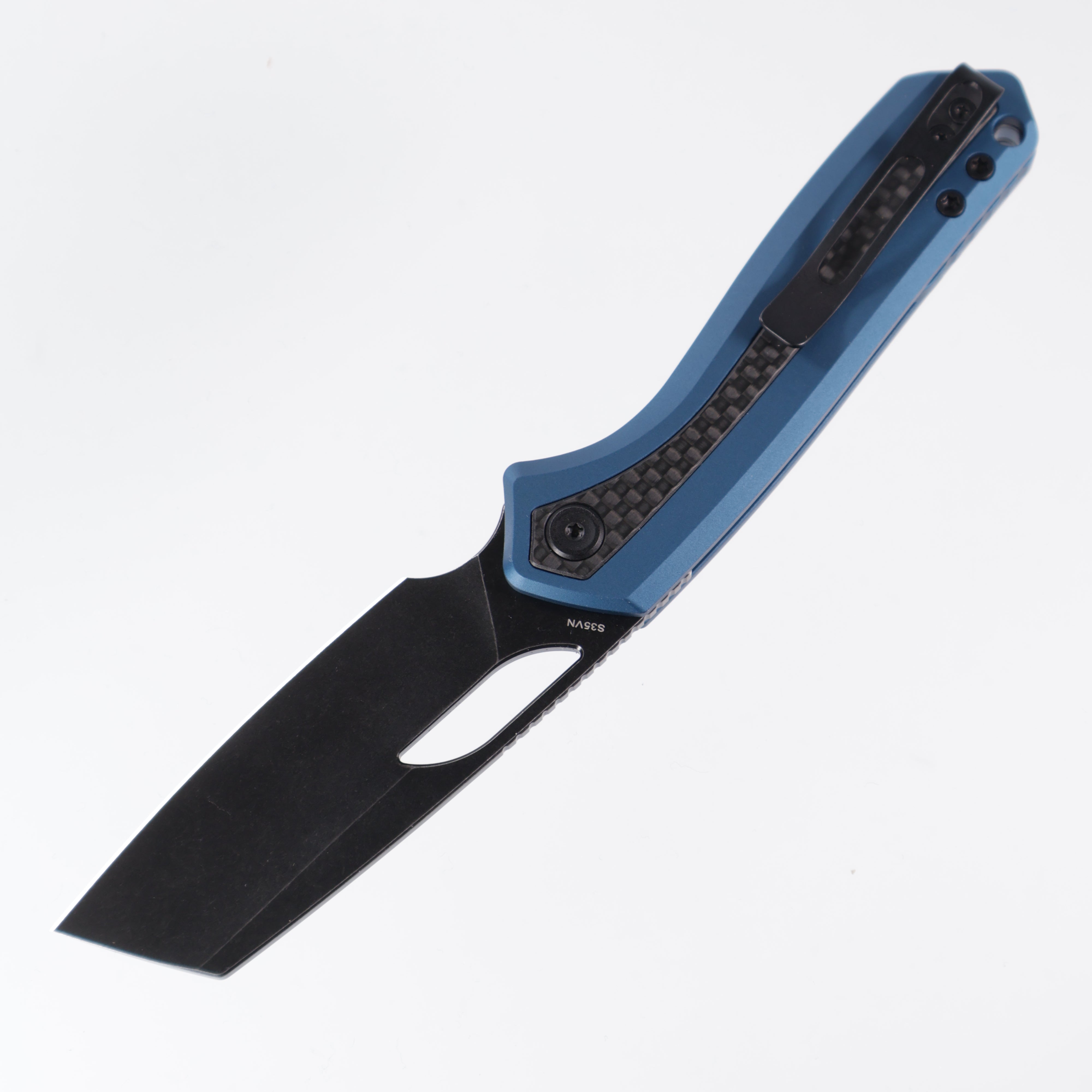 Vosteed Kroc - Blue Aluminum w/ Carbon Fiber inlays - Blackwash S35VN - A1804