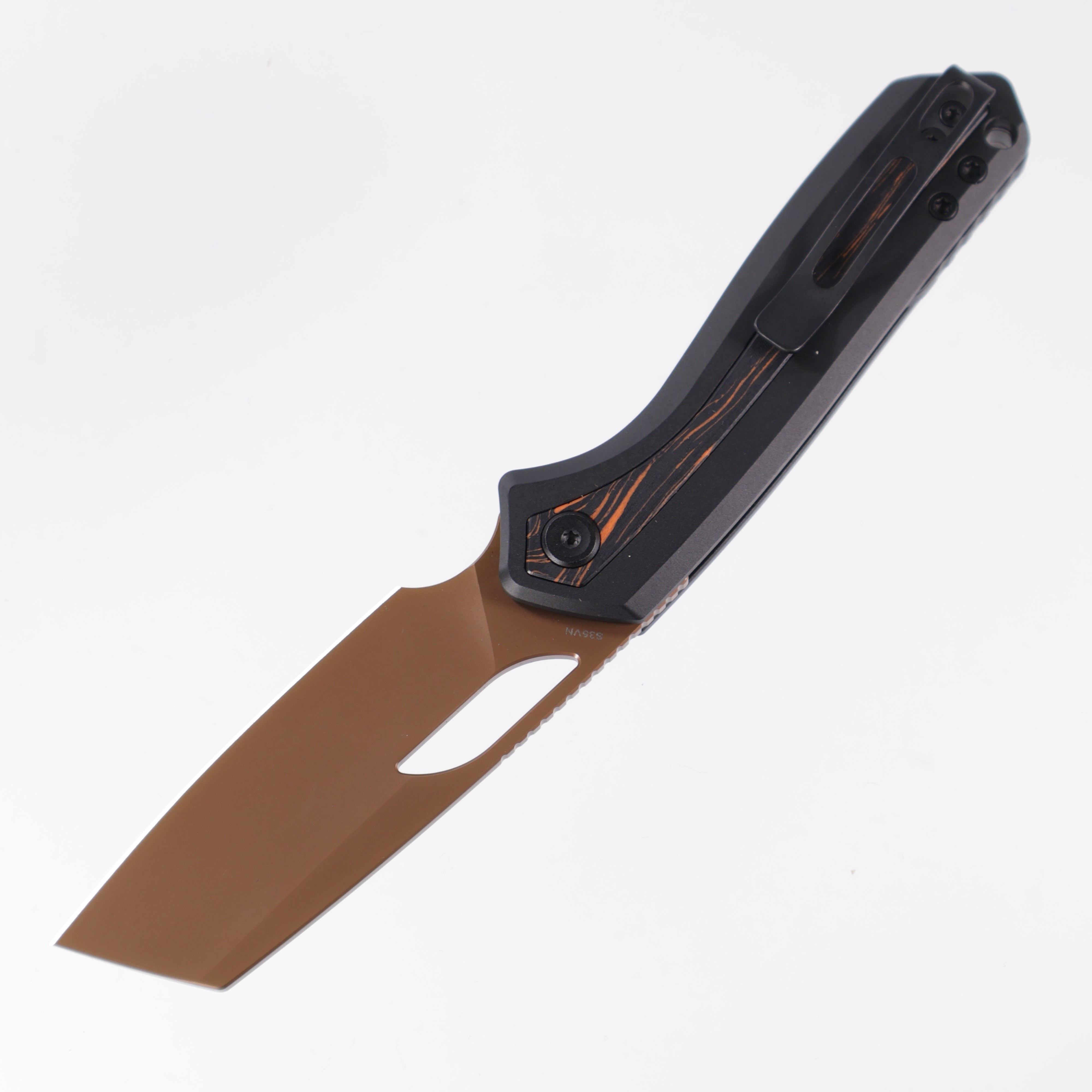 Vosteed Kroc - Black Aluminum w/ Topo G10 inlays - Copper Dunes S35VN - A1802