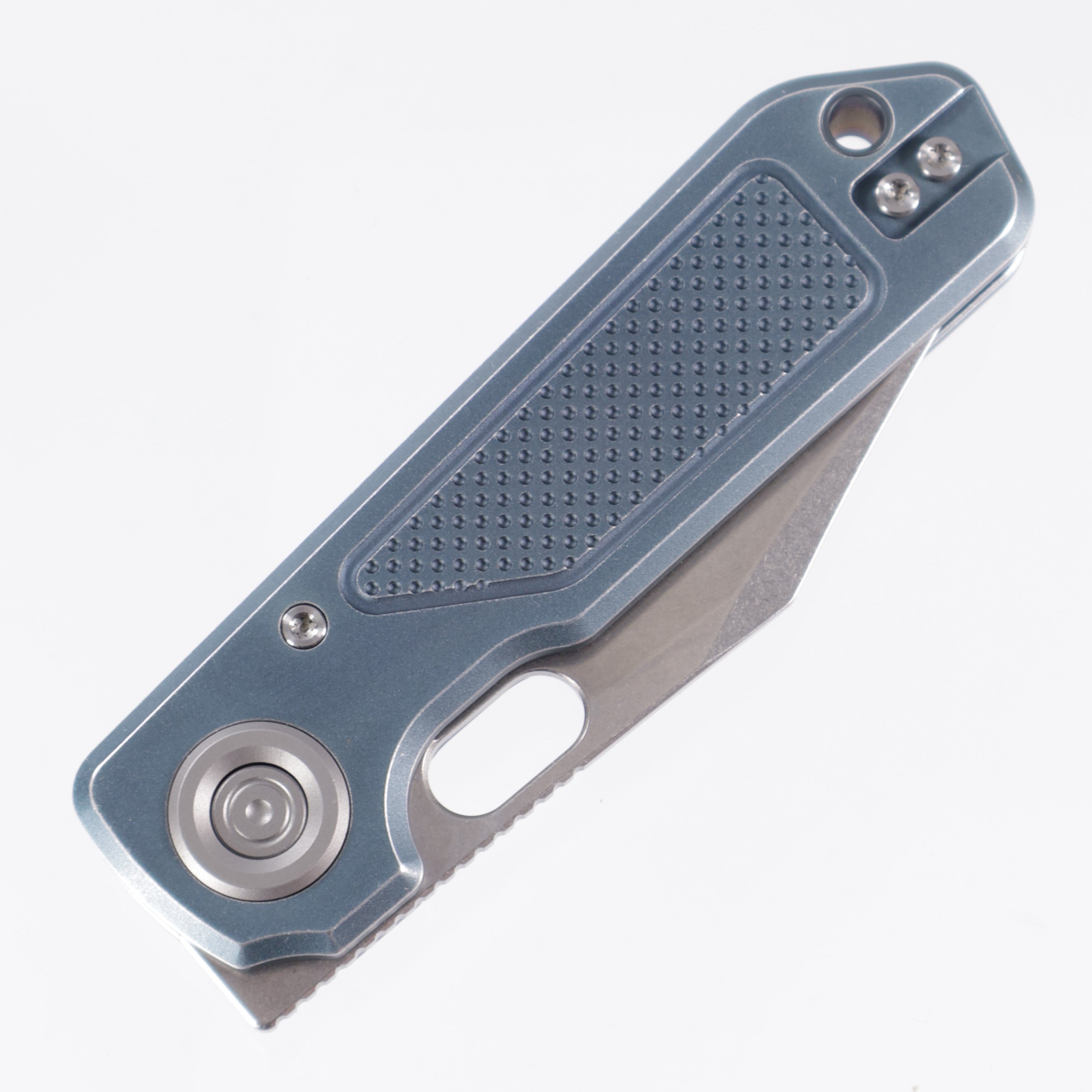 Vosteed Akita - Blue Knurled Aluminum - Stonewash S35VN