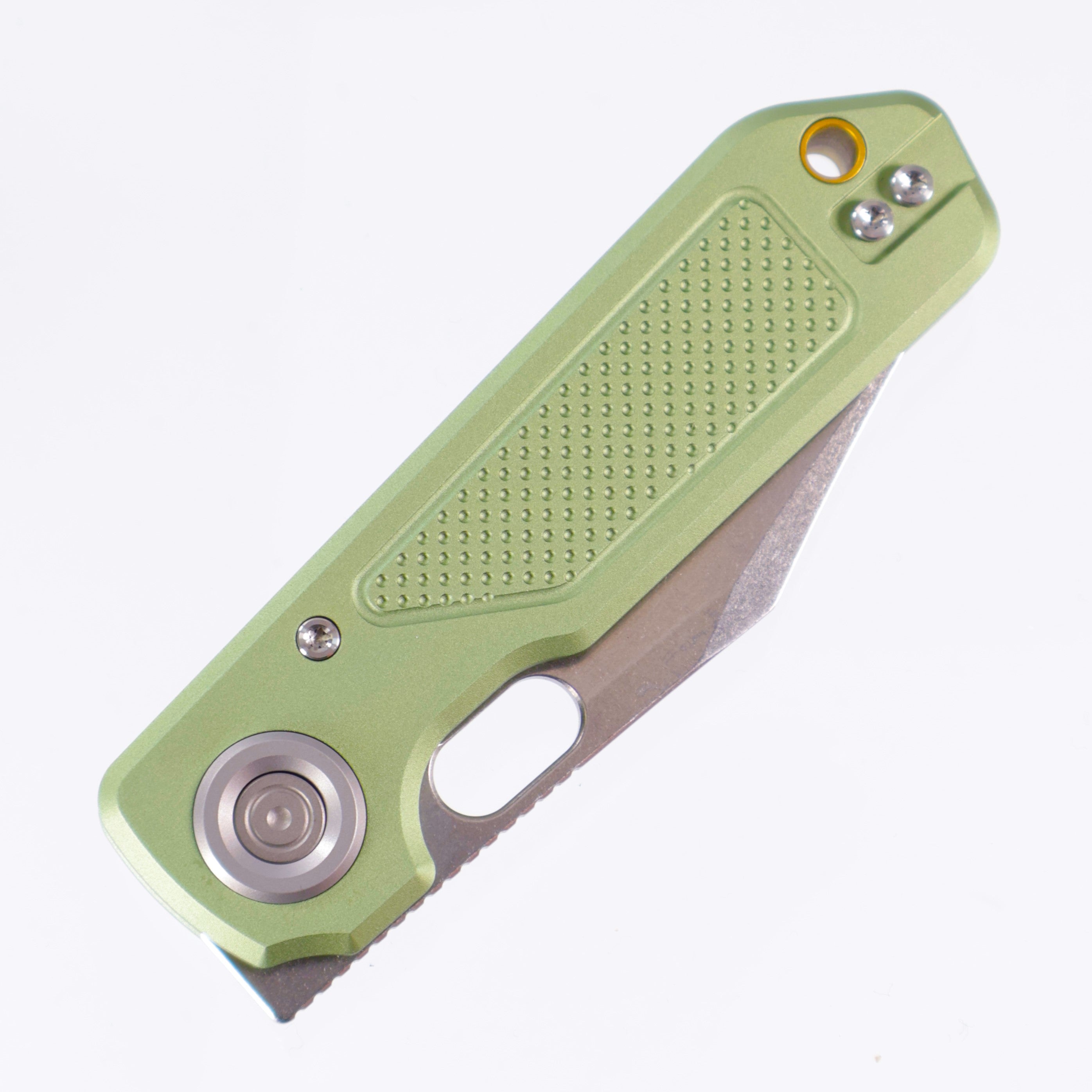 Vosteed Akita - Green Knurled Aluminum - Stonewash S35VN