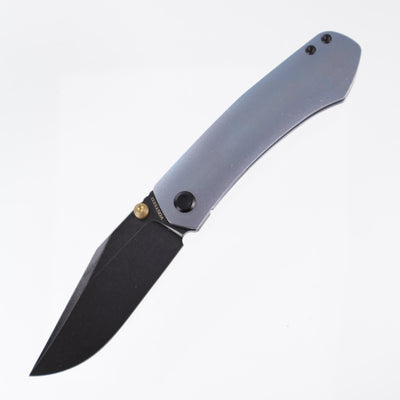 Vosteed Vallhund- Frame Lock Knife (3.02" S35VN Blade & Blue Titanium Handle) - A2102 Black Stonewashed