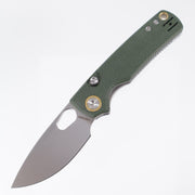 Vosteed Porcupine - 14C28N Stonewash - Green Micarta - Top Liner Lock - A2603