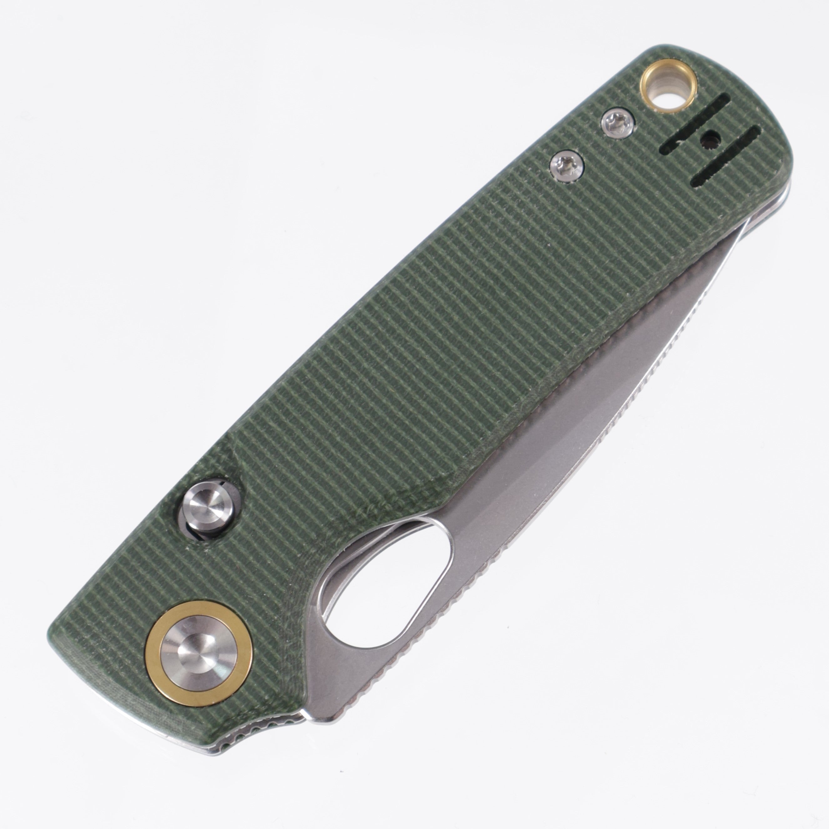 Vosteed Porcupine - 14C28N Stonewash - Green Micarta - Top Liner Lock - A2603