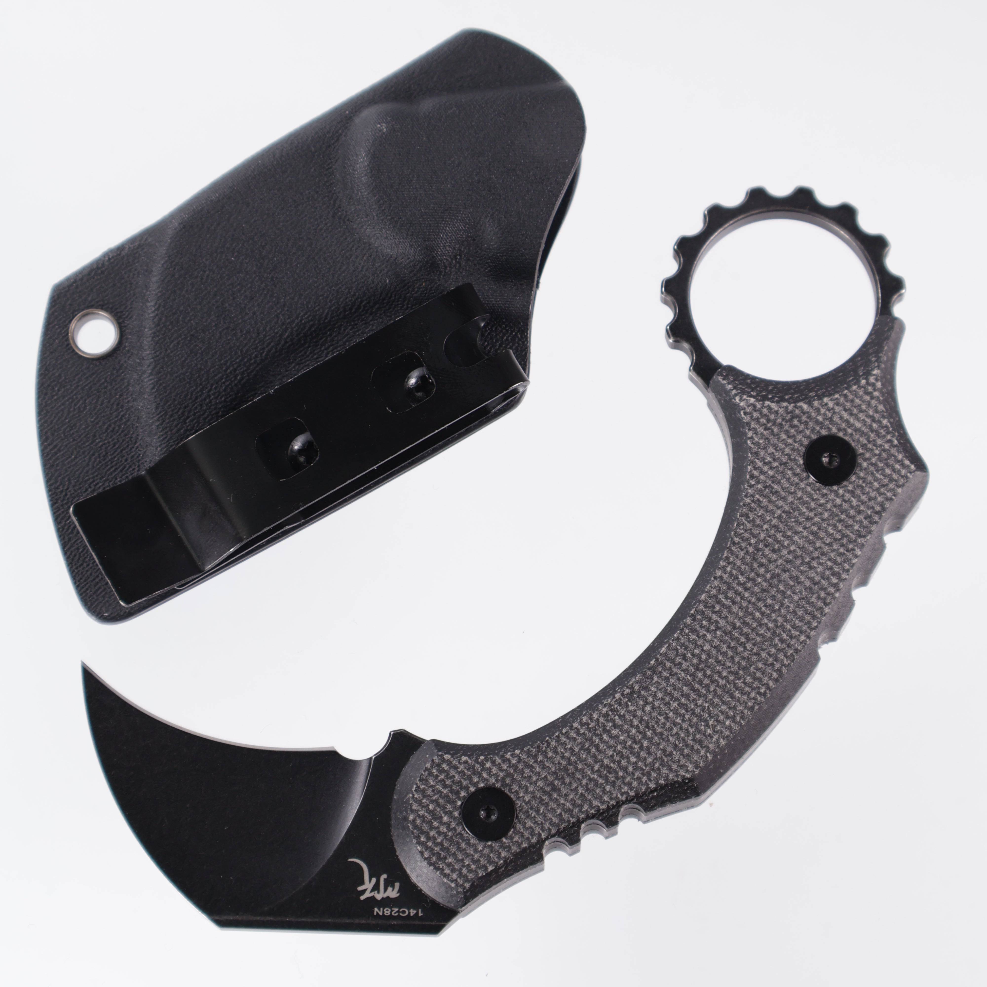 Vosteed Dirty Girl - Karambit Knife (1.88" 14C28N Blade & Black Micarta Handle) - D0202