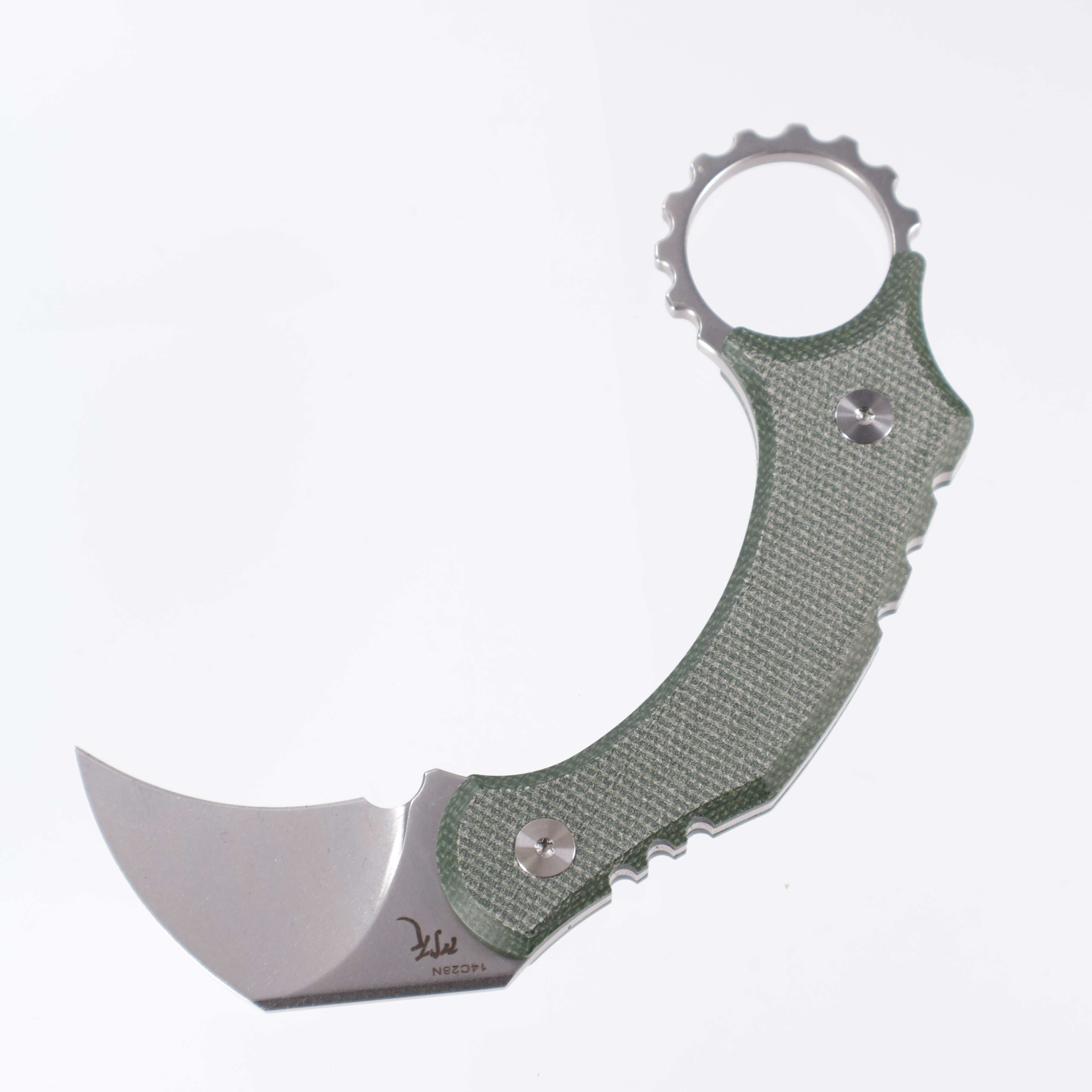Vosteed Dirty Girl - Karambit Knife (1.88" 14C28N Blade & Green Micarta Handle) - D0201