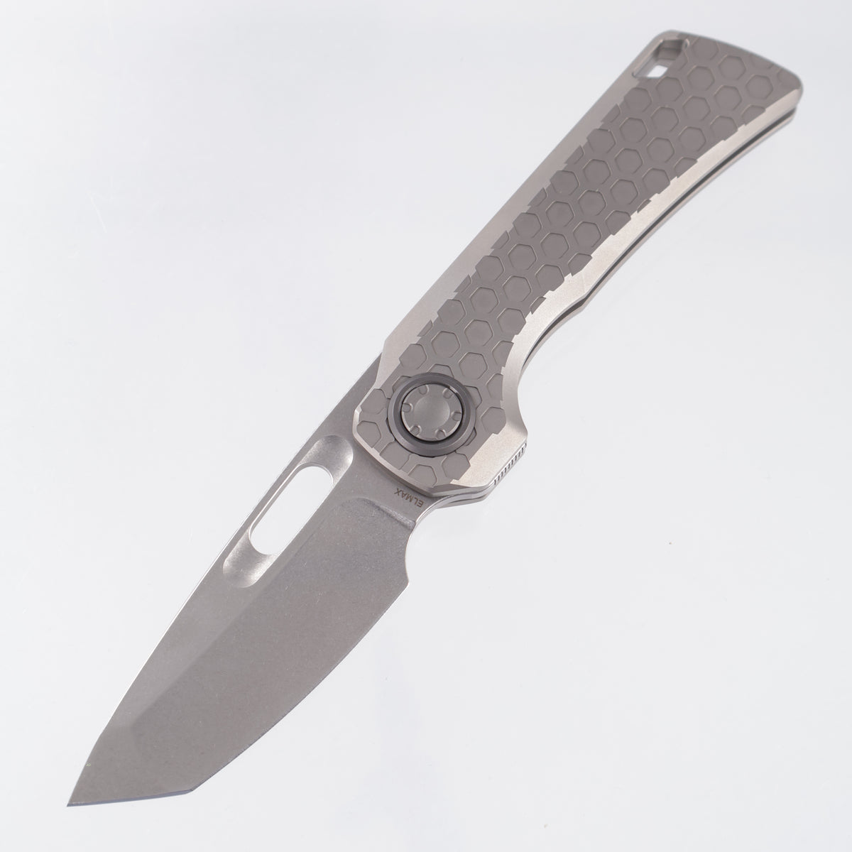 Vosteed x EMP EDC Nymble Vanchor Lock - Gray Hex Pattern Titanium Handle - Stonewash Elmax - A4702