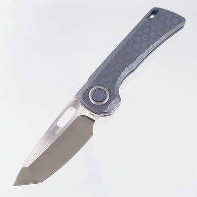 Vosteed x EMP EDC Nymble Vanchor Lock - Blue Hex Pattern Titanium Handle - Dual Satin Elmax - A4703