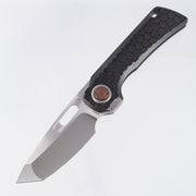Vosteed x EMP EDC Nymble Vanchor Lock - Black Stonewash Hex Pattern Titanium Handle w/ Bronze Accents - Dual Satin Elmax - A4701
