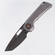Vosteed x EMP EDC Nymble Vanchor Lock - Dark Gray Hex Pattern Titanium Handle w/ Bronze Hardware - Satin Obsidian DLC Elmax - A4705