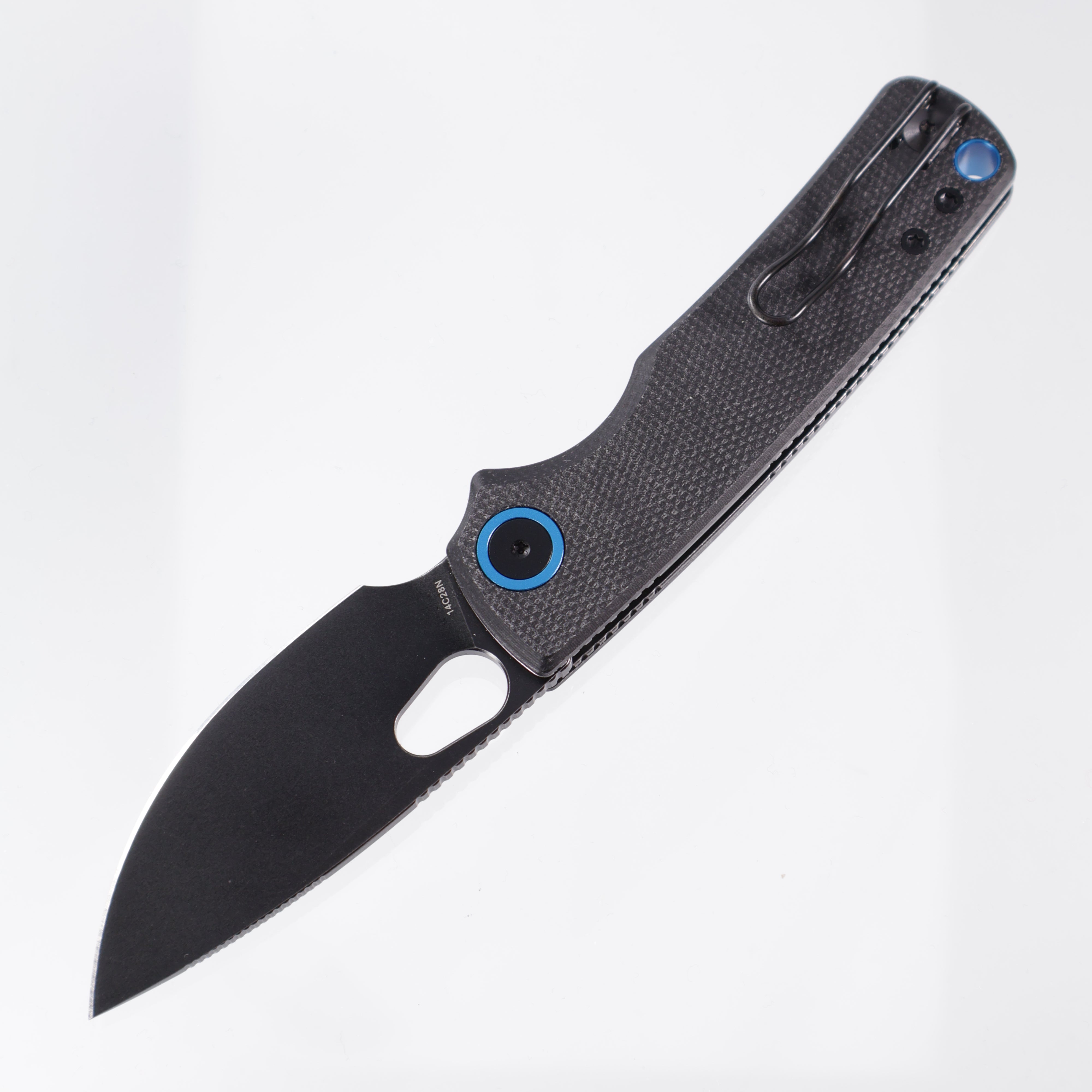 Vosteed Porcupine - 14c28n Blackwash - Black Micarta - Top Liner Lock - A2601