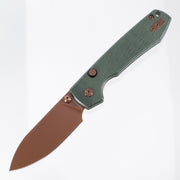Vosteed Raccoon Top Liner Lock - 14C28N Copper Dunes - Green Micarta - A2907