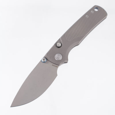 Vosteed Porcupine TiSlim - Acid Wash Angle Milled Titanium w/ Blue Accents - Acid Wash 154CM - A4820