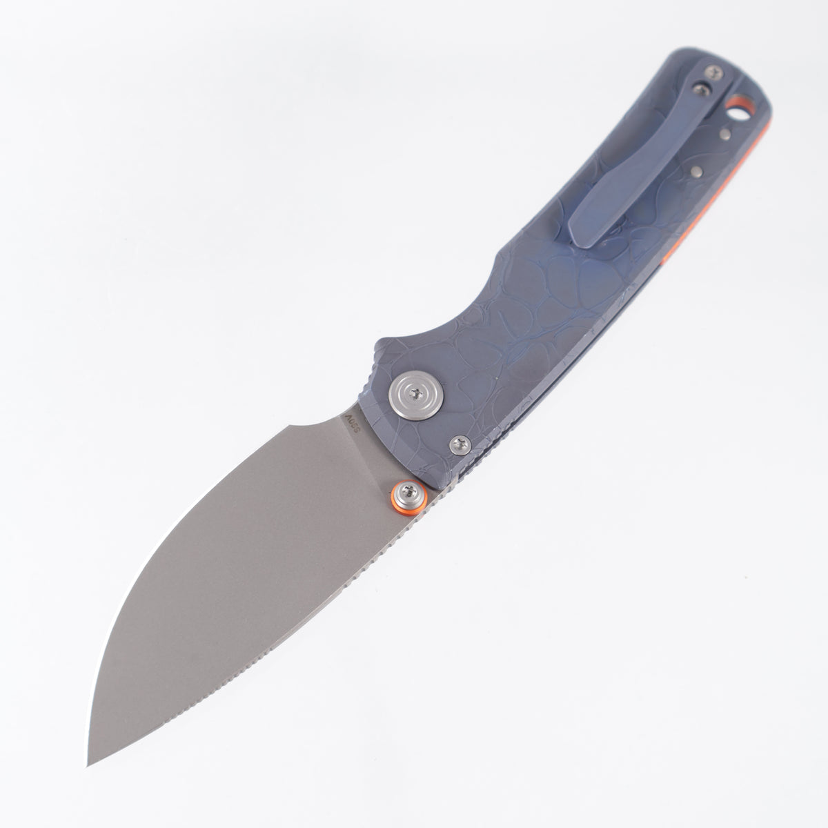 Vosteed Porcupine TiSlim - Blue Acid Wash Titanium w/ Orange Accents - Acid Wash S90V - A4814
