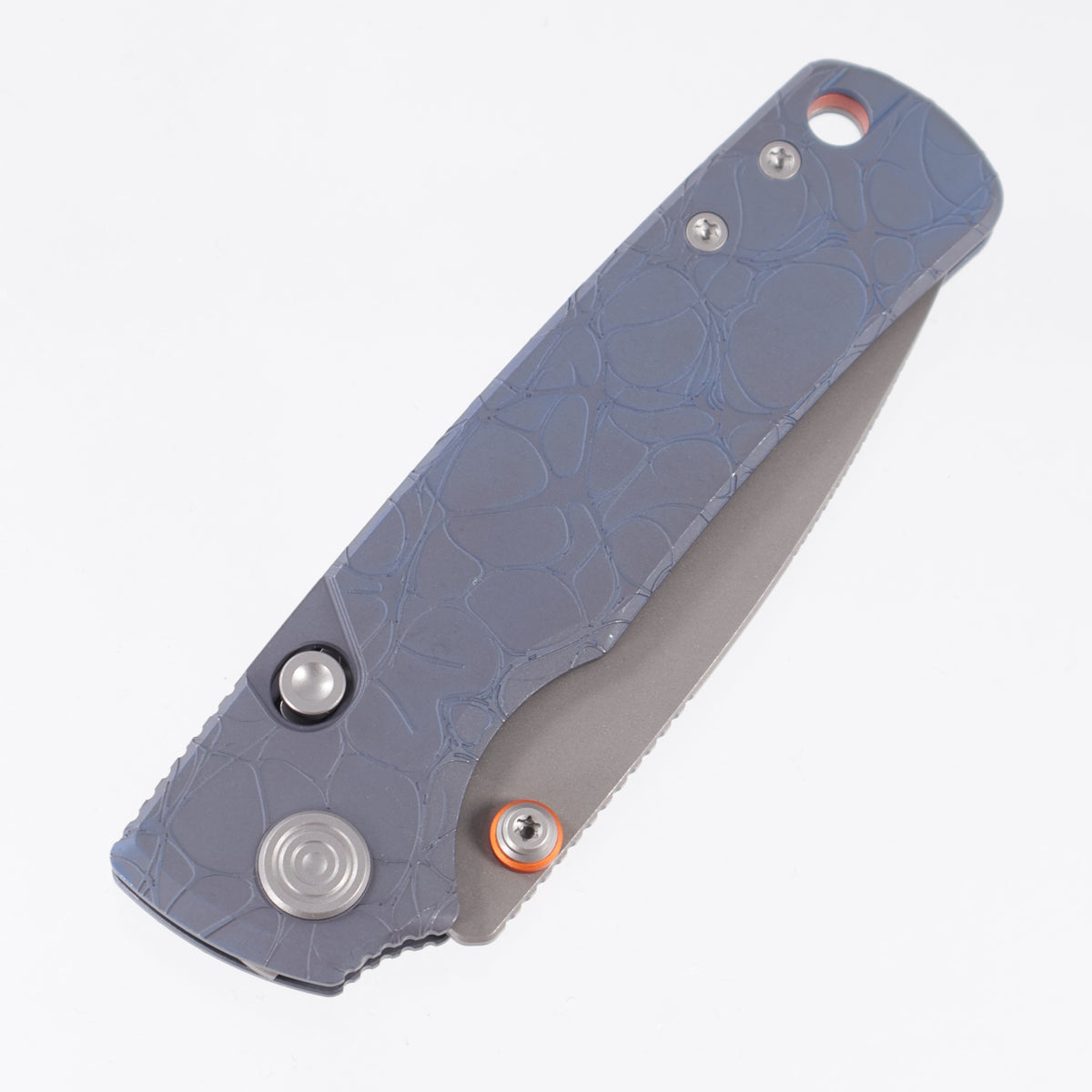 Vosteed Porcupine TiSlim - Blue Acid Wash Titanium w/ Orange Accents - Acid Wash S90V - A4814