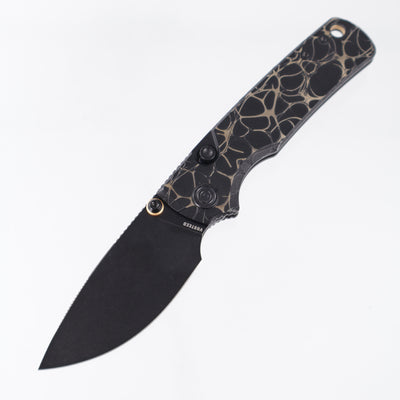 Vosteed Porcupine TiSlim - Black & Gold Acid Wash Titanium w/ Gold Accents - Black Stonewash S90V - A4815