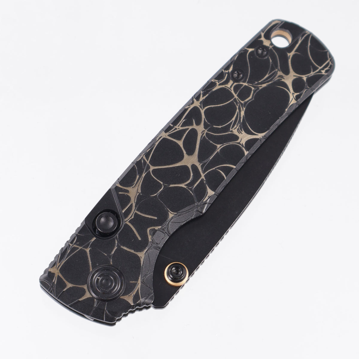 Vosteed Porcupine TiSlim - Black & Gold Acid Wash Titanium w/ Gold Accents - Black Stonewash S90V - A4815