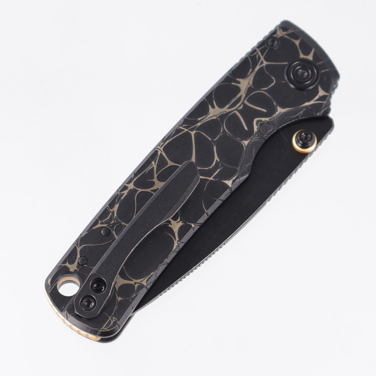 Vosteed Porcupine TiSlim - Black & Gold Acid Wash Titanium w/ Gold Accents - Black Stonewash S90V - A4815