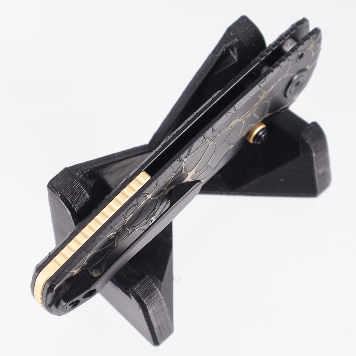 Vosteed Porcupine TiSlim - Black & Gold Acid Wash Titanium w/ Gold Accents - Black Stonewash S90V - A4815