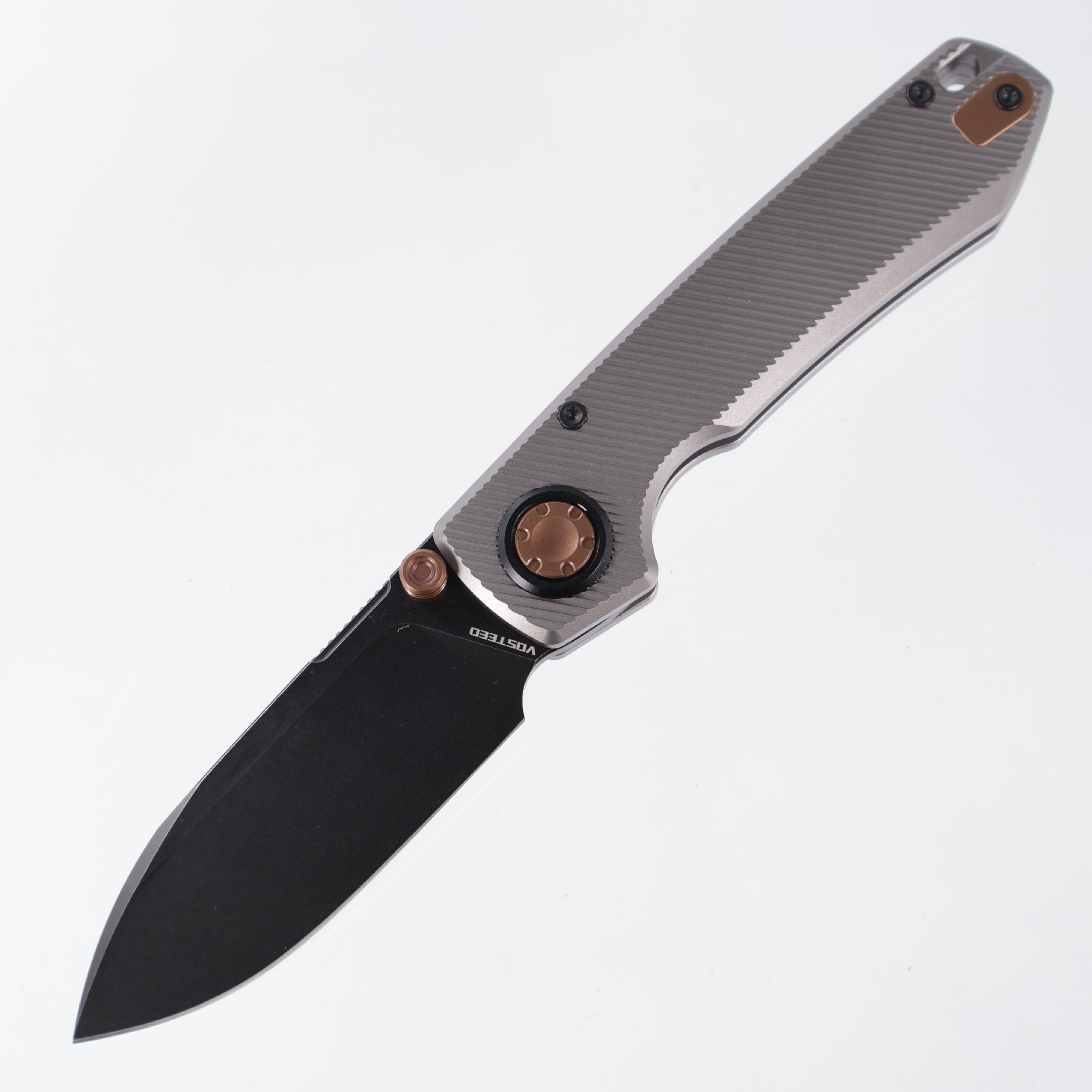 Vosteed Raccoon V -Dim Gray Titanium w/ Copper Dune accents - Black Stonewash M390 - A4004