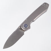 Vosteed Raccoon V - Dim Gray Titanium w/ Blue Button - Stonewash M390 - A4001