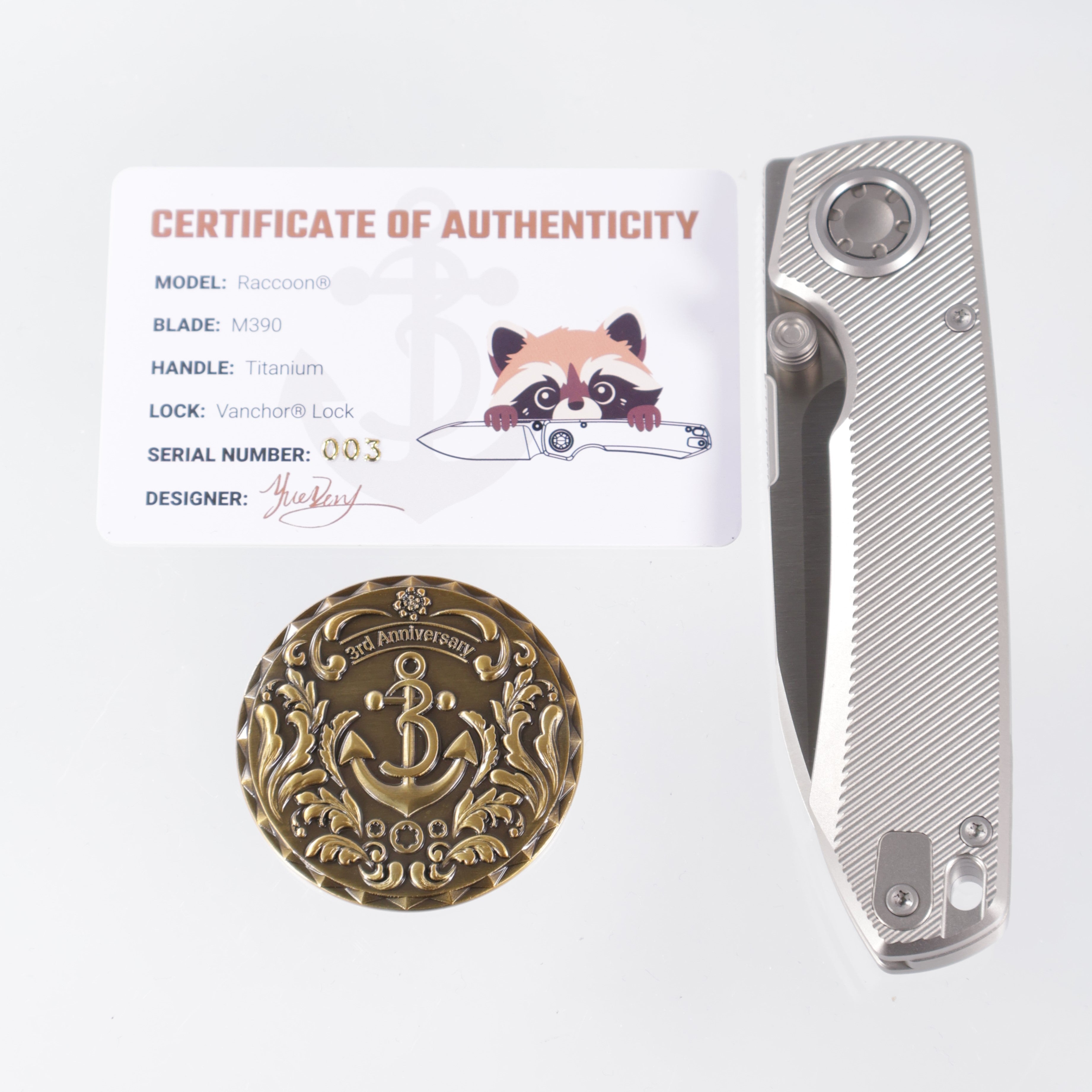 Vosteed Raccoon V - Plain Gray Titanium - Satin M390 - A4003