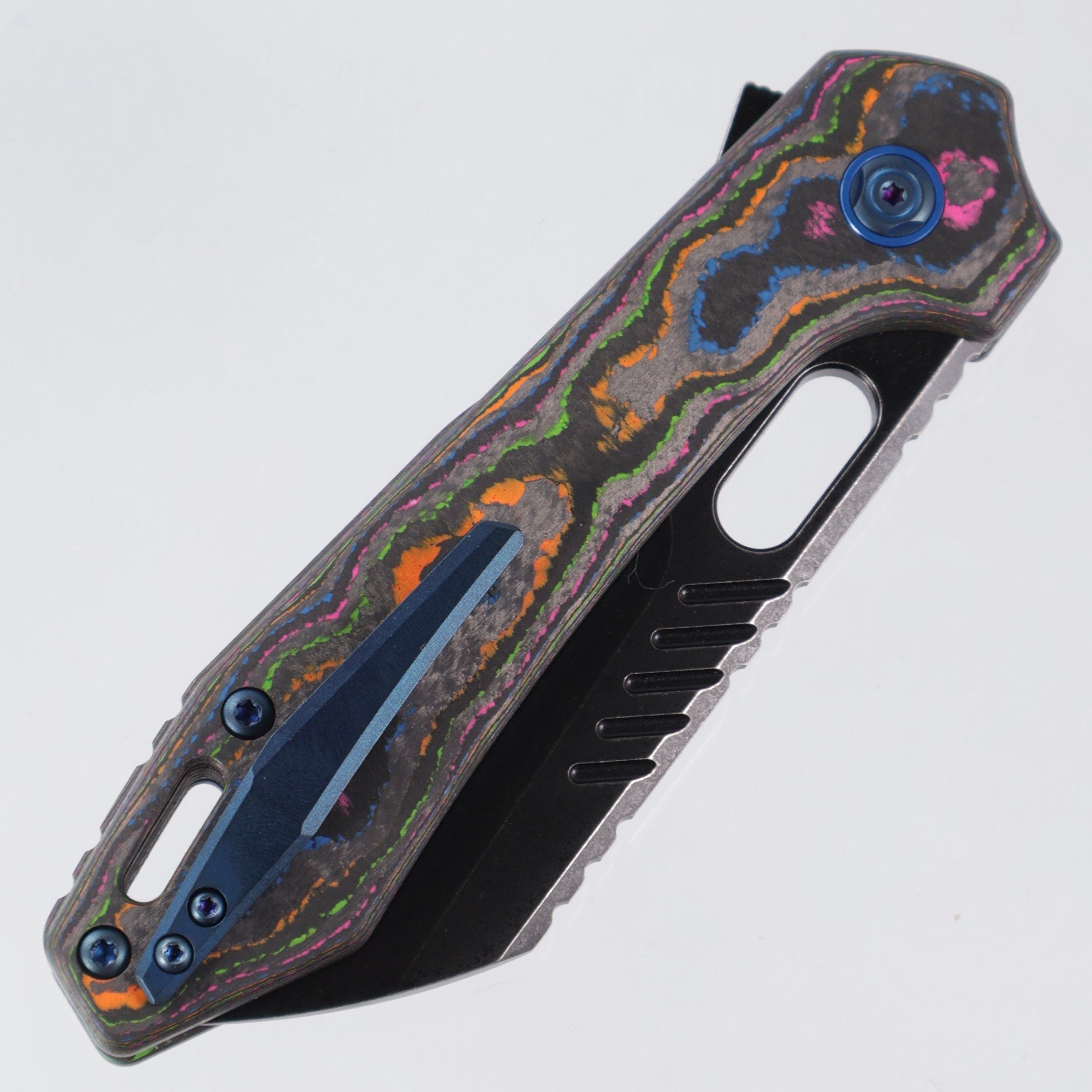 Vosteed RSKAOS - 80s Camo Carbon - Black Stonewash M390 - Blue Hardware - BR OP Exclusive - A0907