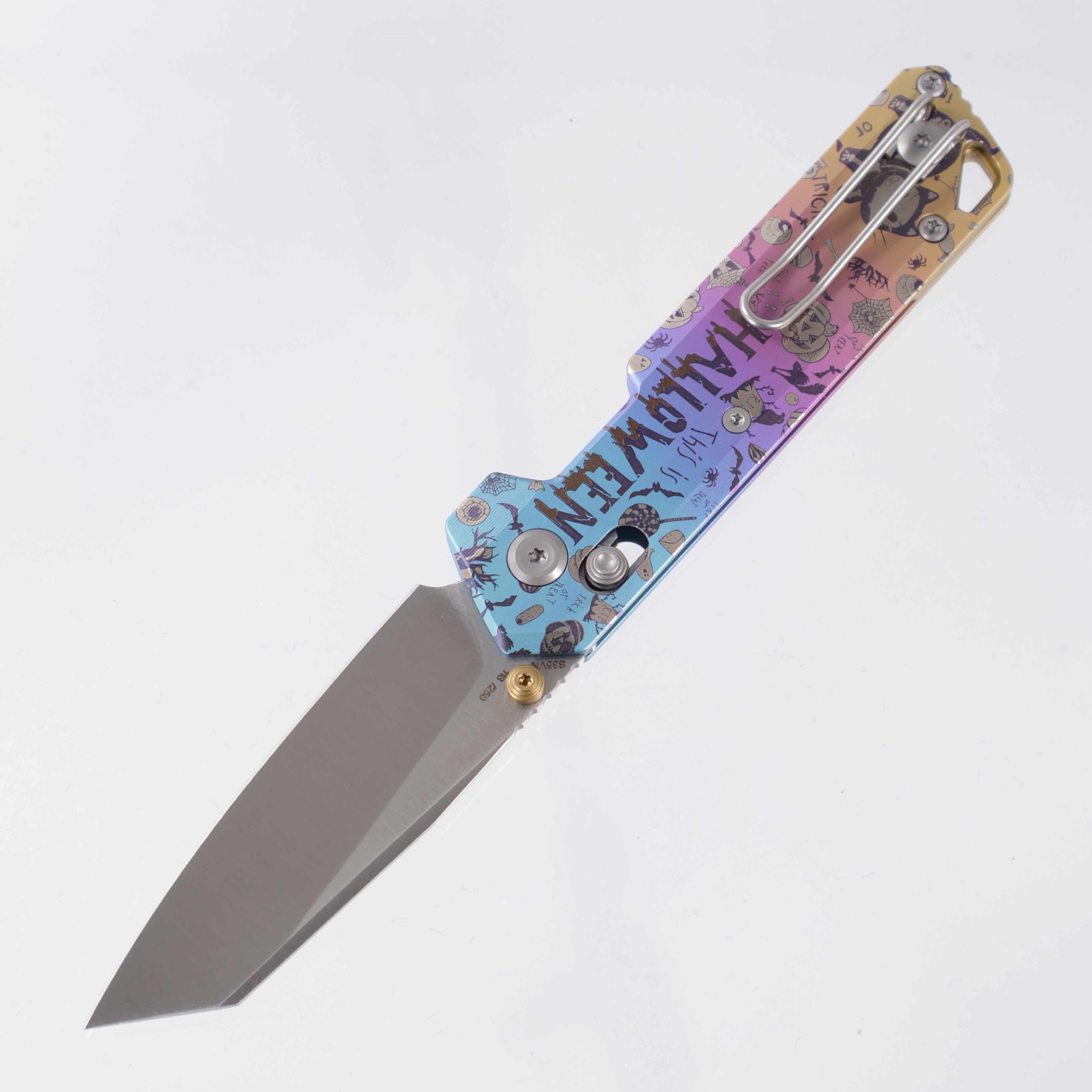 Vosteed Parallel Halloween Spooky Purr - Satin S35VN - Anodized Titanium Handle - A3517