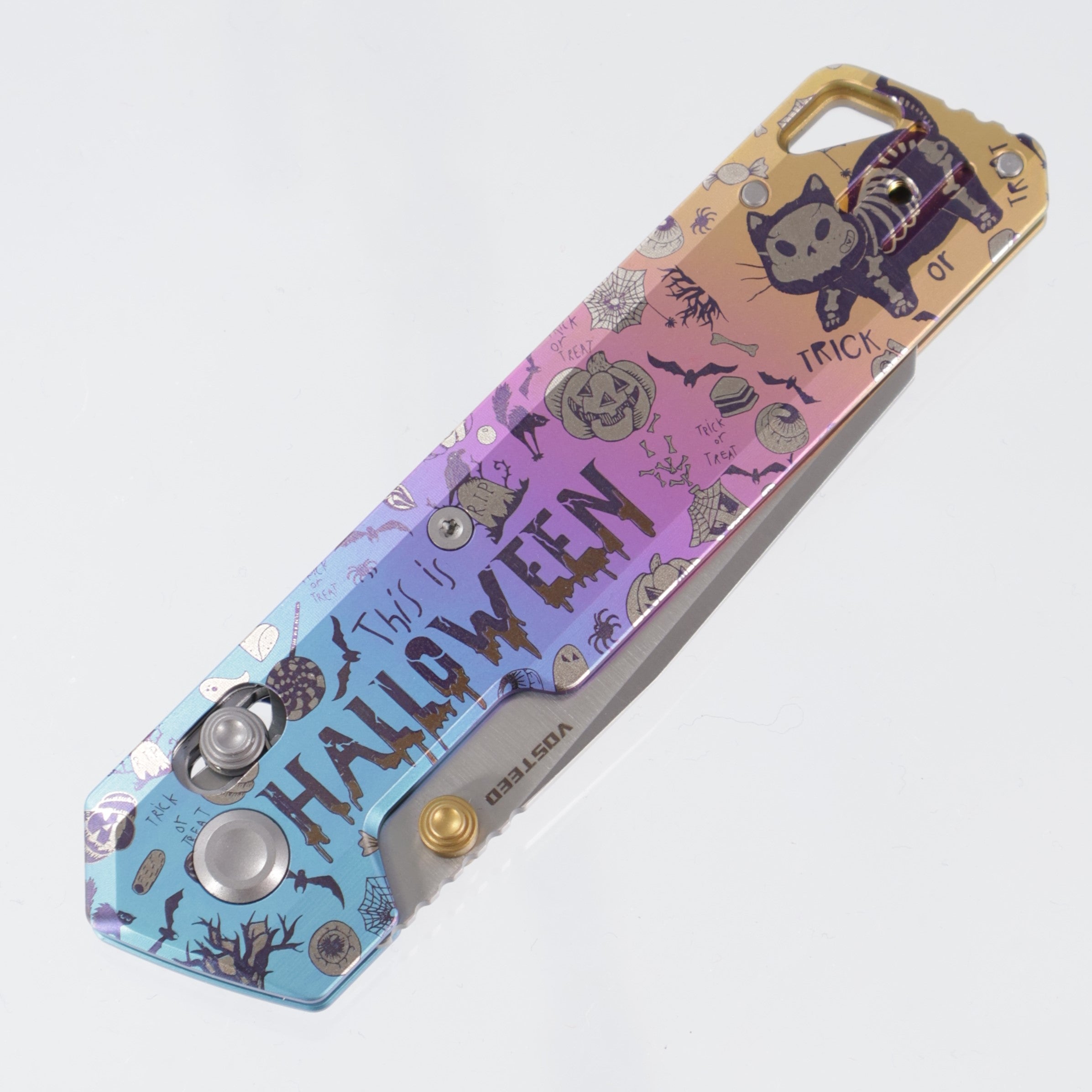 Vosteed Parallel Halloween Spooky Purr - Satin S35VN - Anodized Titanium Handle - A3517