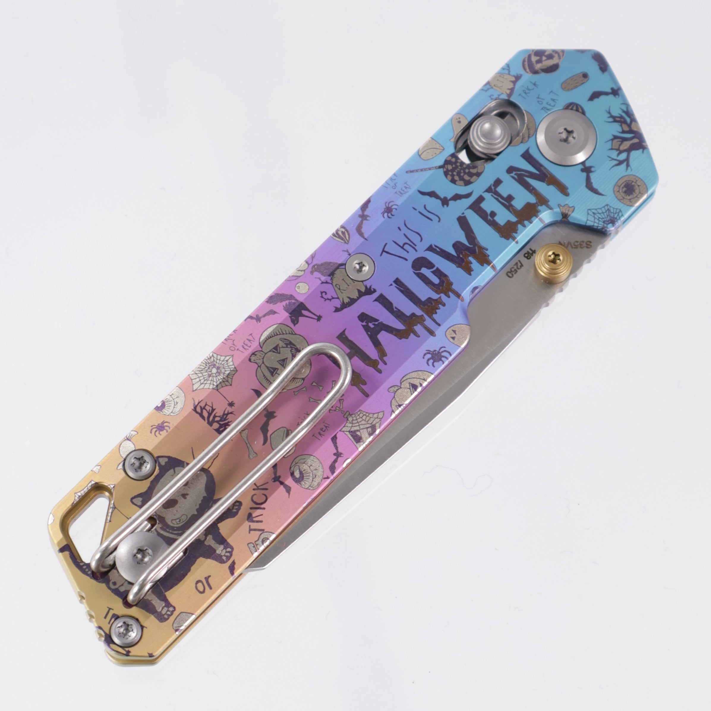 Vosteed Parallel Halloween Spooky Purr - Satin S35VN - Anodized Titanium Handle - A3517