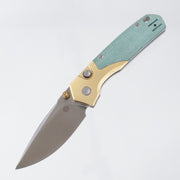 Vosteed Psyop 299 - Teal Norplex UltreX™ Micarta & Brass Bolster - Satin S35VN - A2221