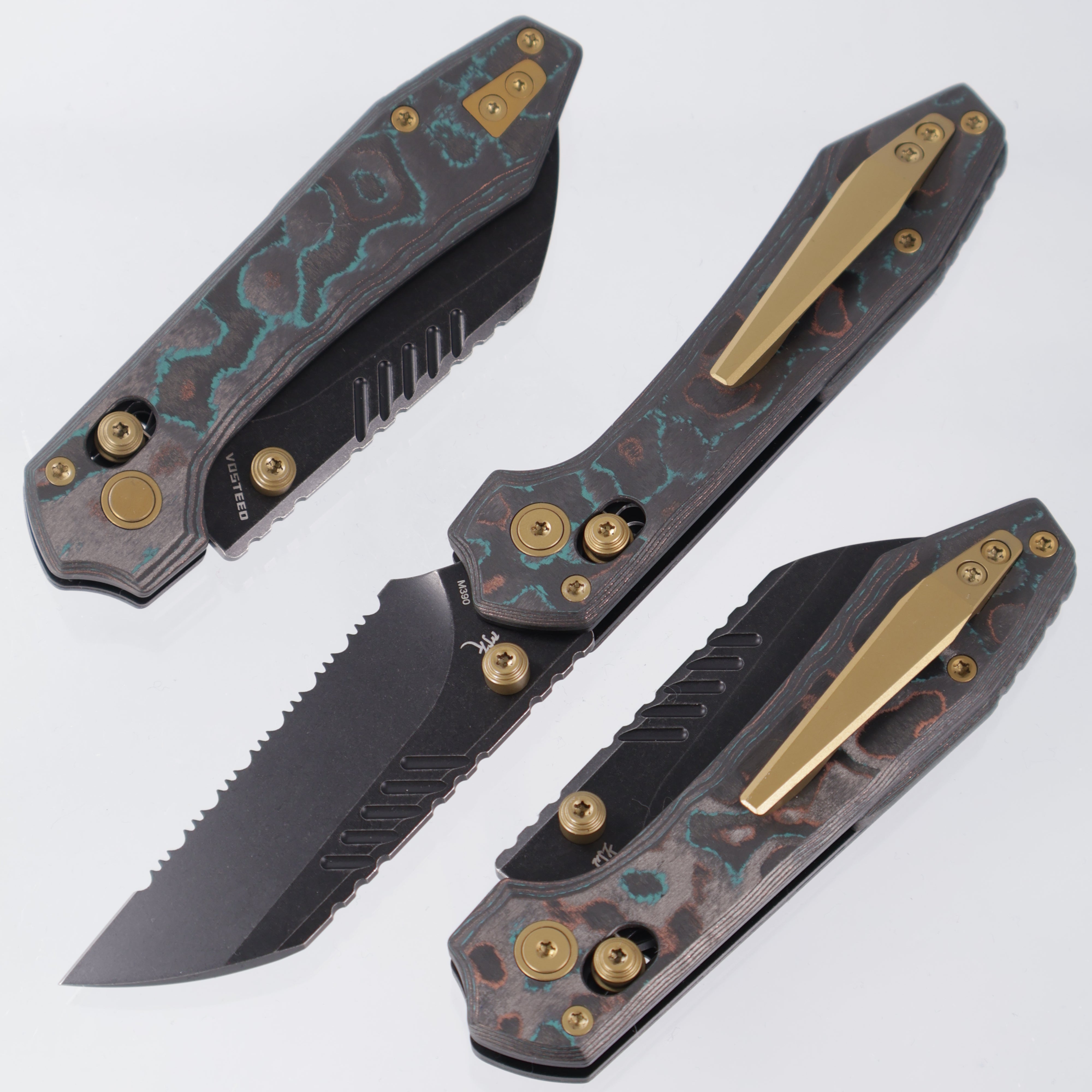 Vosteed Mini RSKAOS - Shipwreck CamoCarbon - Serrated M390 Blackwash - BR-OP Exclusive - A4406